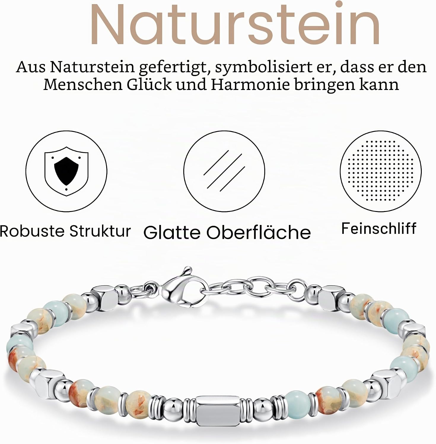 Detalle 2 de SIUMAL Boho Armband Damen mit Natursteinen