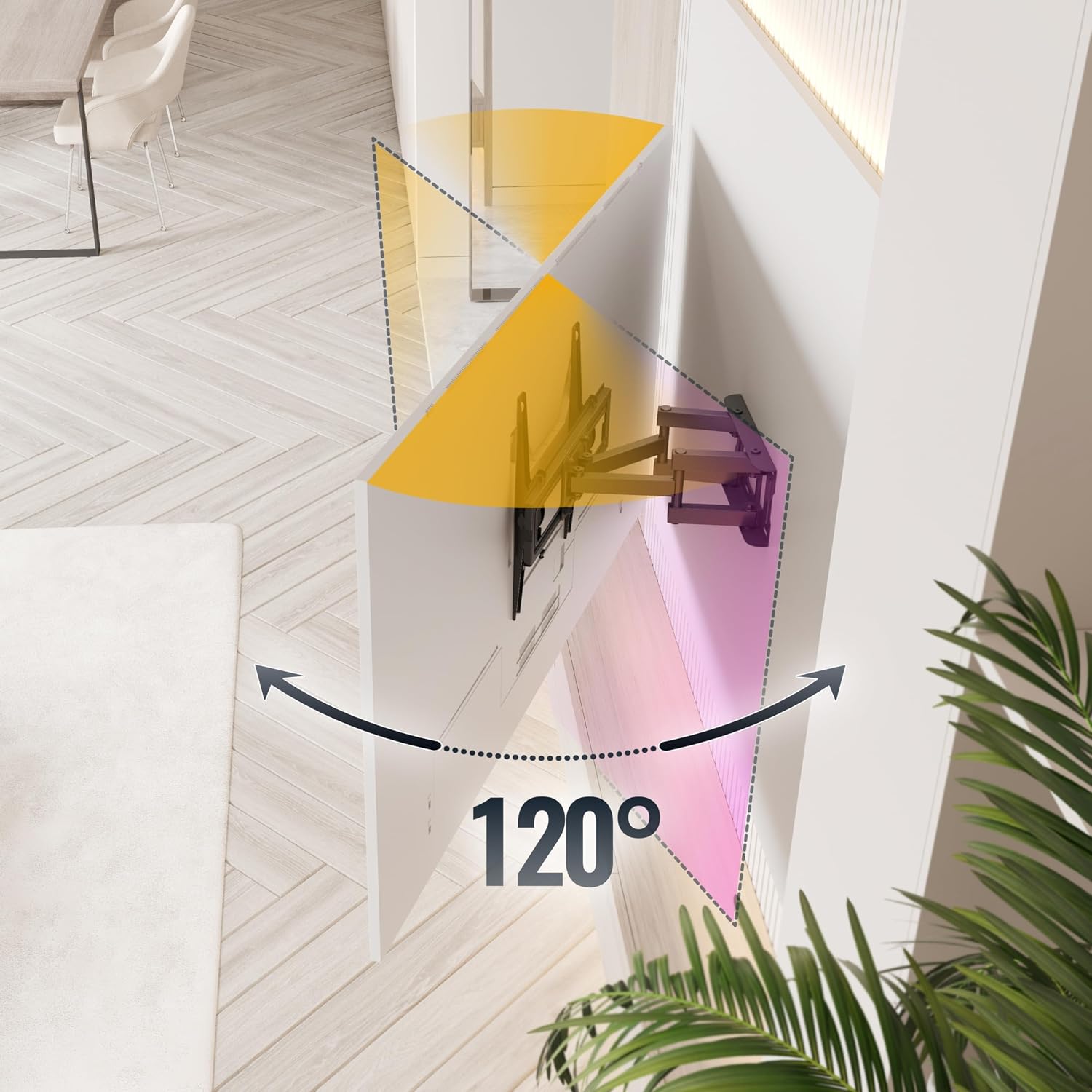 Detalle 2 de RICOO S6244 Support mural TV universel 40–65 pouces, VESA 200x200 à 400x400, orientable et inclinable