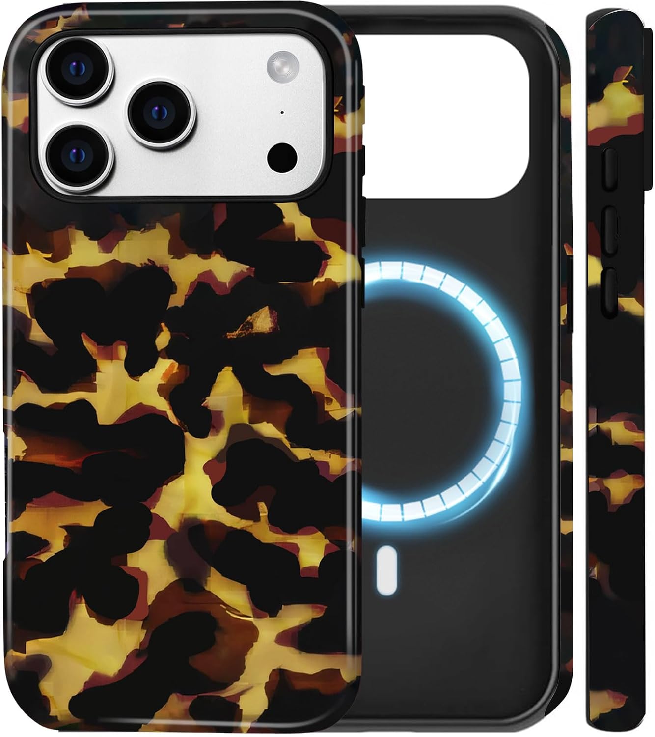 Detalle de Amzfield Magnetic Case for iPhone 17 Pro - Tortoise Shell Leopard Print (Yellow)