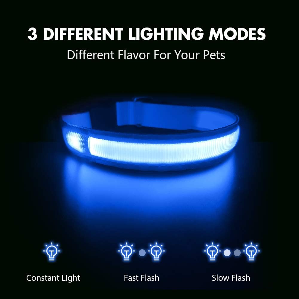 Detalle de MASBRILL Collier Lumineux pour Chien Rechargeable – LED Étanche, 3 Modes, Taille L (Bleu)
