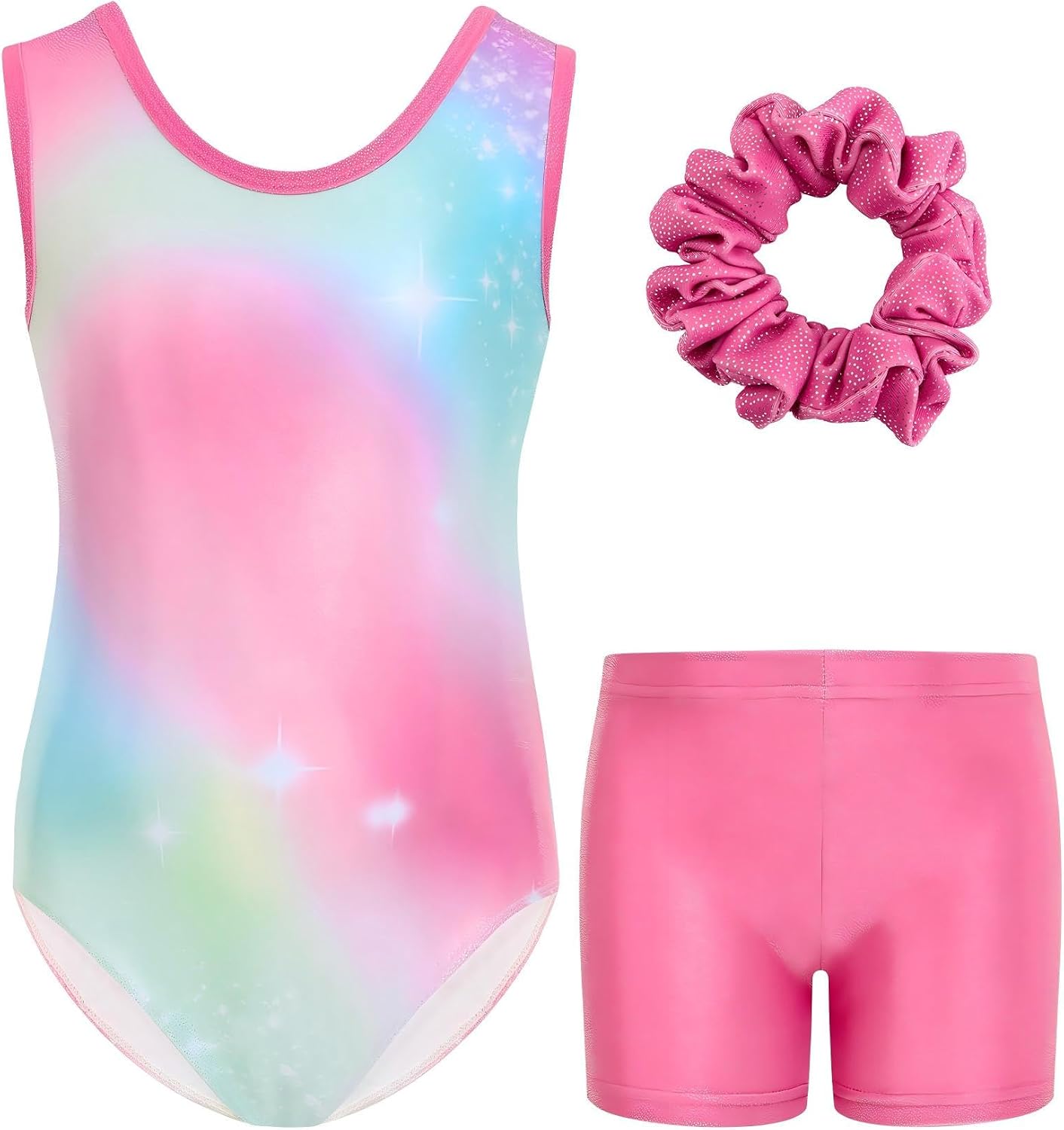 Detalle de JiAmy turnpakje voor meisjes, mouwloos met glitter, shorts en ruguitsparing