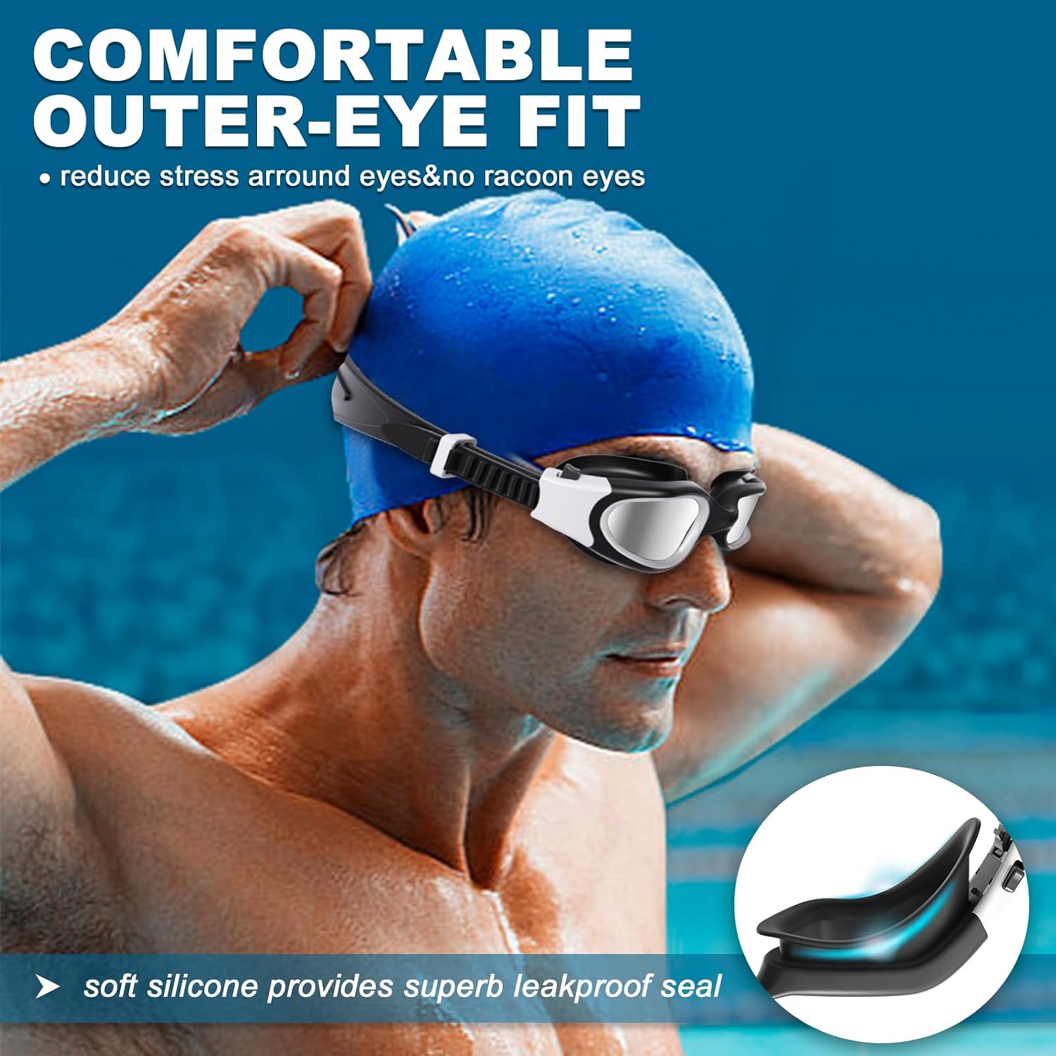 Detalle 2 de HotSrace Swimming Goggles: Anti Fog, Anti UV, No Leakage