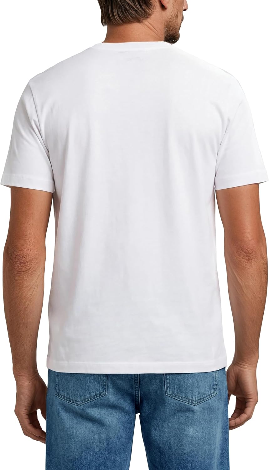 Detalle 2 de MUSTANG Herren T-Shirt Regular Fit (4er-Set) aus Baumwolle mit Rundhals – Kurzarm Sommer-Shirts in Schwarz/Weiß/Grau/Blau/Grün