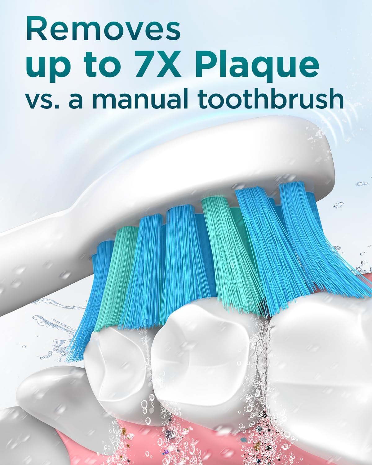 Detalle de Sonic Electric Toothbrush for Adults and Kids – 8 Brush Heads, 5 Modes, 120 Days of Use