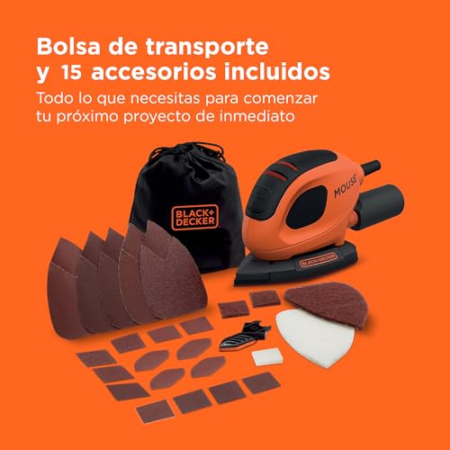 Thumbnail 11 de Black+Decker BEW230BC-QS Lijadora de Detalle Mouse 55 W: kit completo con 15 accesorios y bolsa