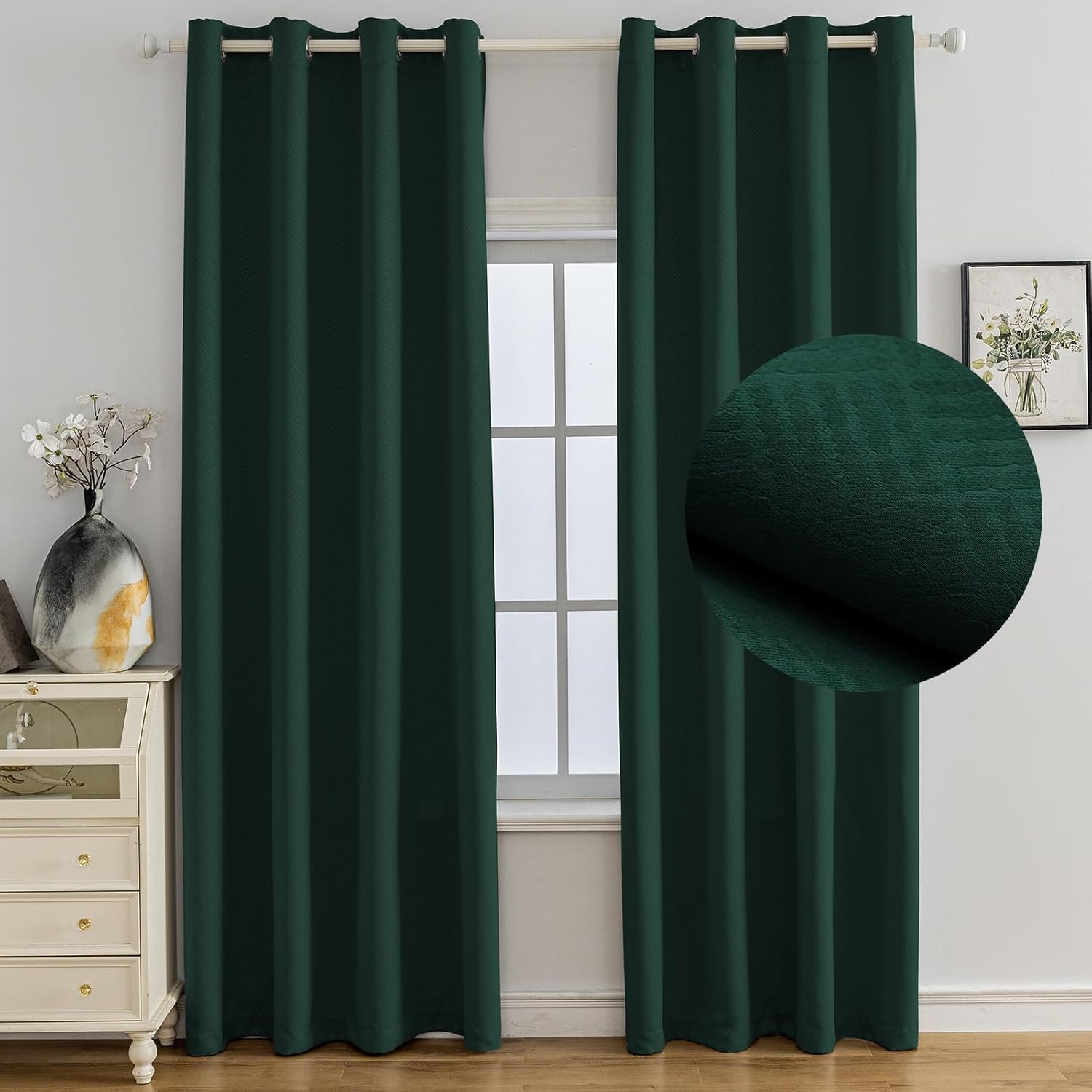 Ystyle Lot de 2 Rideaux Occultants 117x137 cm – isolation thermique et anti-lumière, Verde Scuro