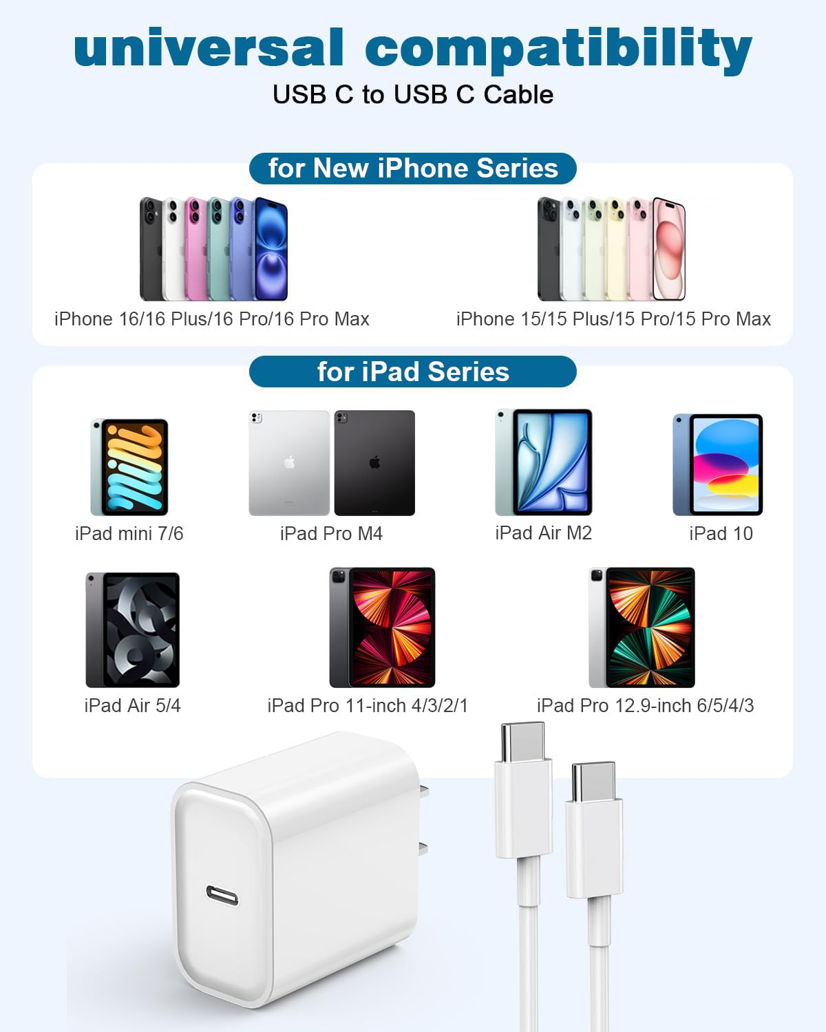 Thumbnail 6 de USB C Charger 20W Fast Charging Cable Pack