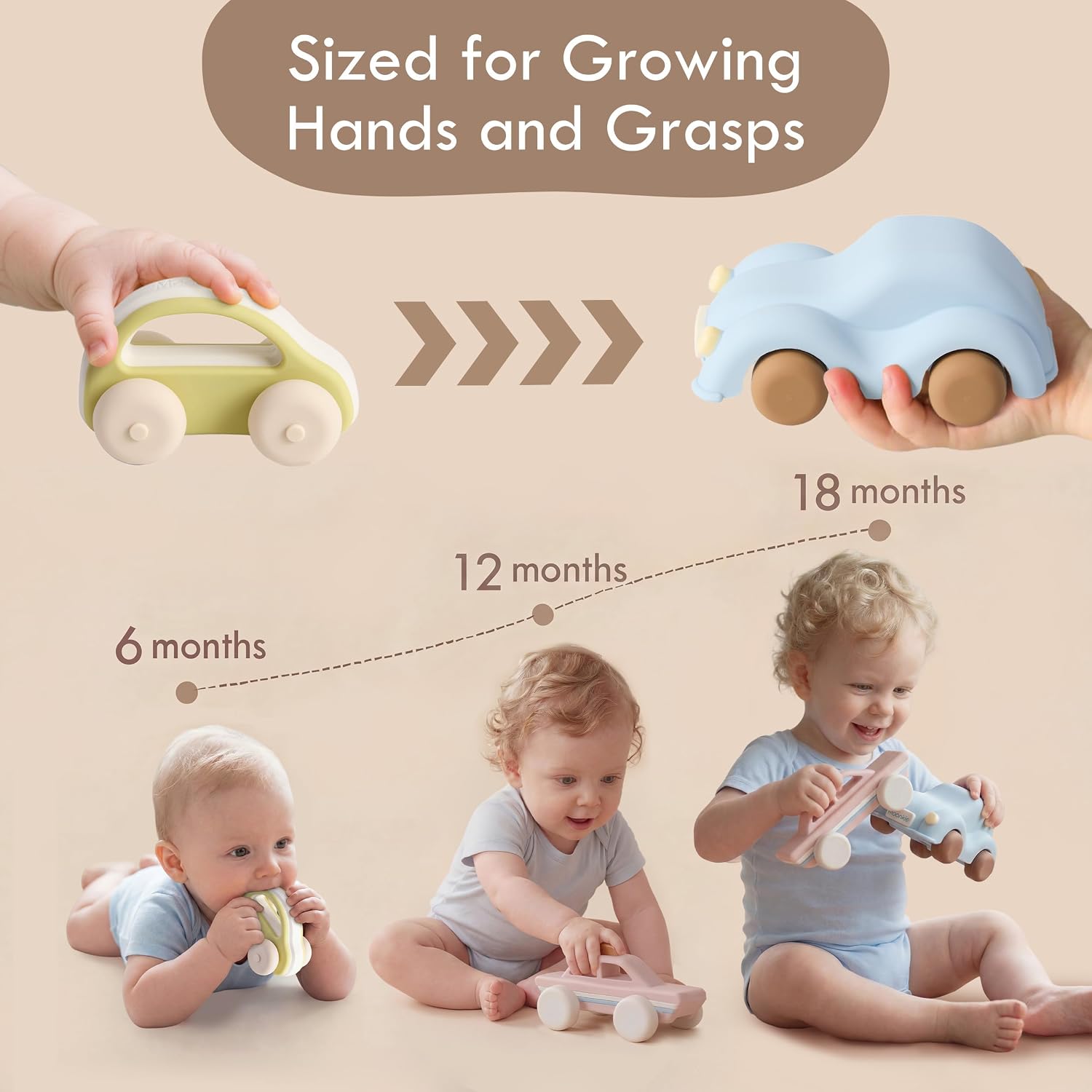 Thumbnail 3 de Moonkie Surf & Go Auto Spielzeug-Set (5-teilig) aus Silikon, BPA-frei – für Babys ab 6 Monaten