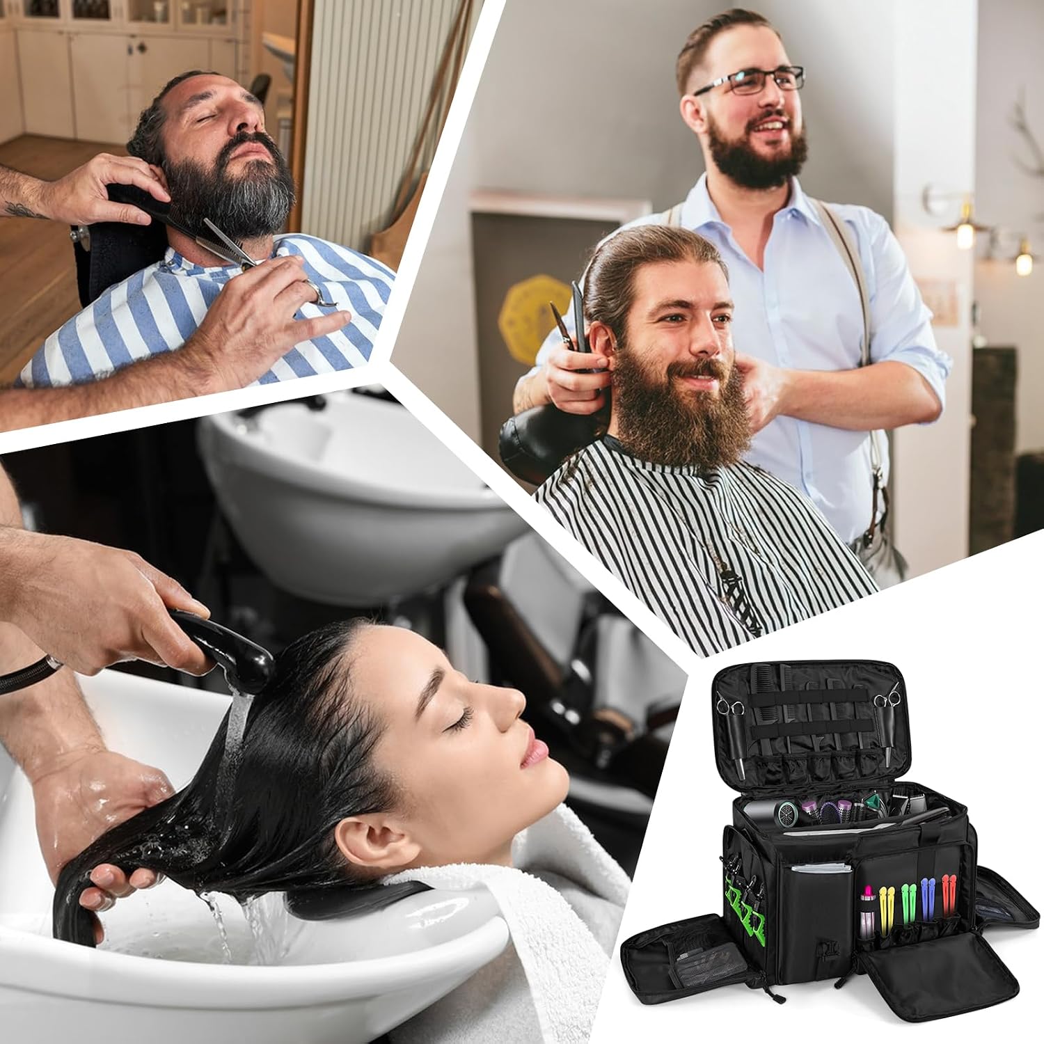 Thumbnail 6 de OUUTMEE Trousse de Rangement pour Coiffeur avec Séparateurs Réglables – Sac de Barbier Noir (48 x 29 x 28 cm)