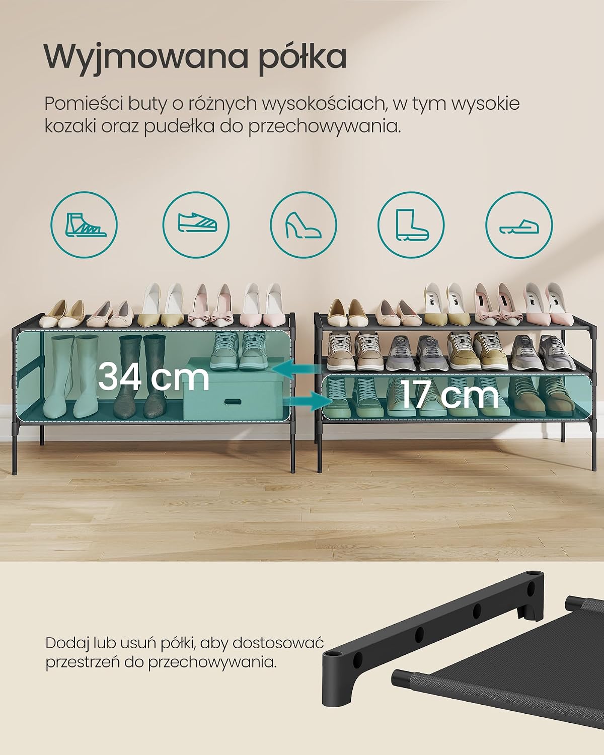 Thumbnail 5 de SONGMICS RYLAN 777LSH033BH01 – stojak na buty, 3 poziomy, czarny
