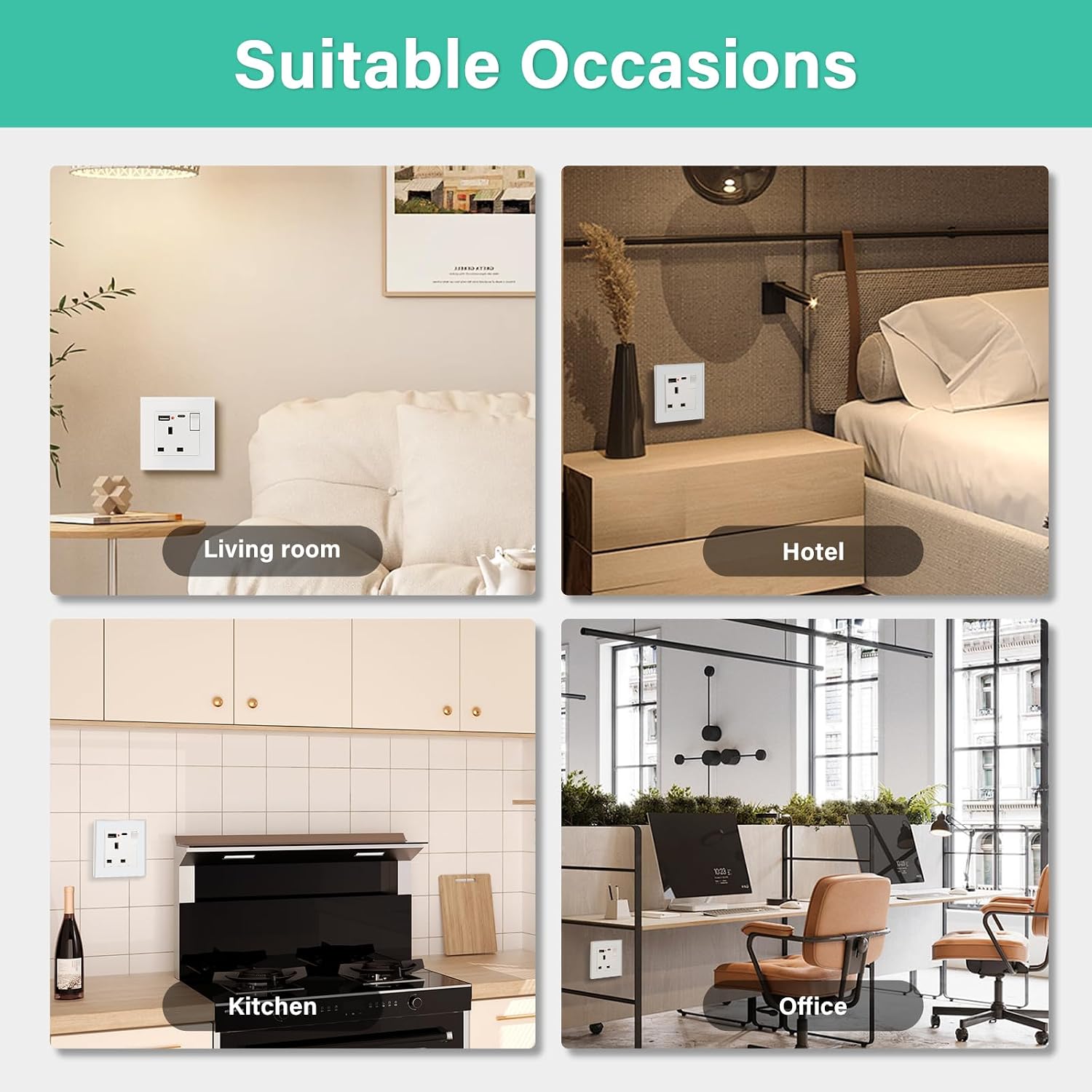 Thumbnail 3 de BSEED 1-Gang USB C A Socket UK