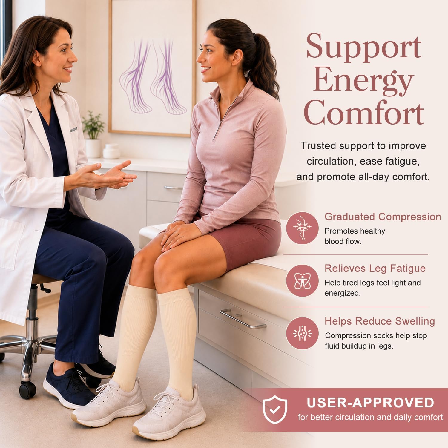 Detalle de Laite Hebe 4 Pairs Compression Socks for Women & Men (15-20 mmHg) — All-Day Support for Nurses, Runners, and Busy Hands