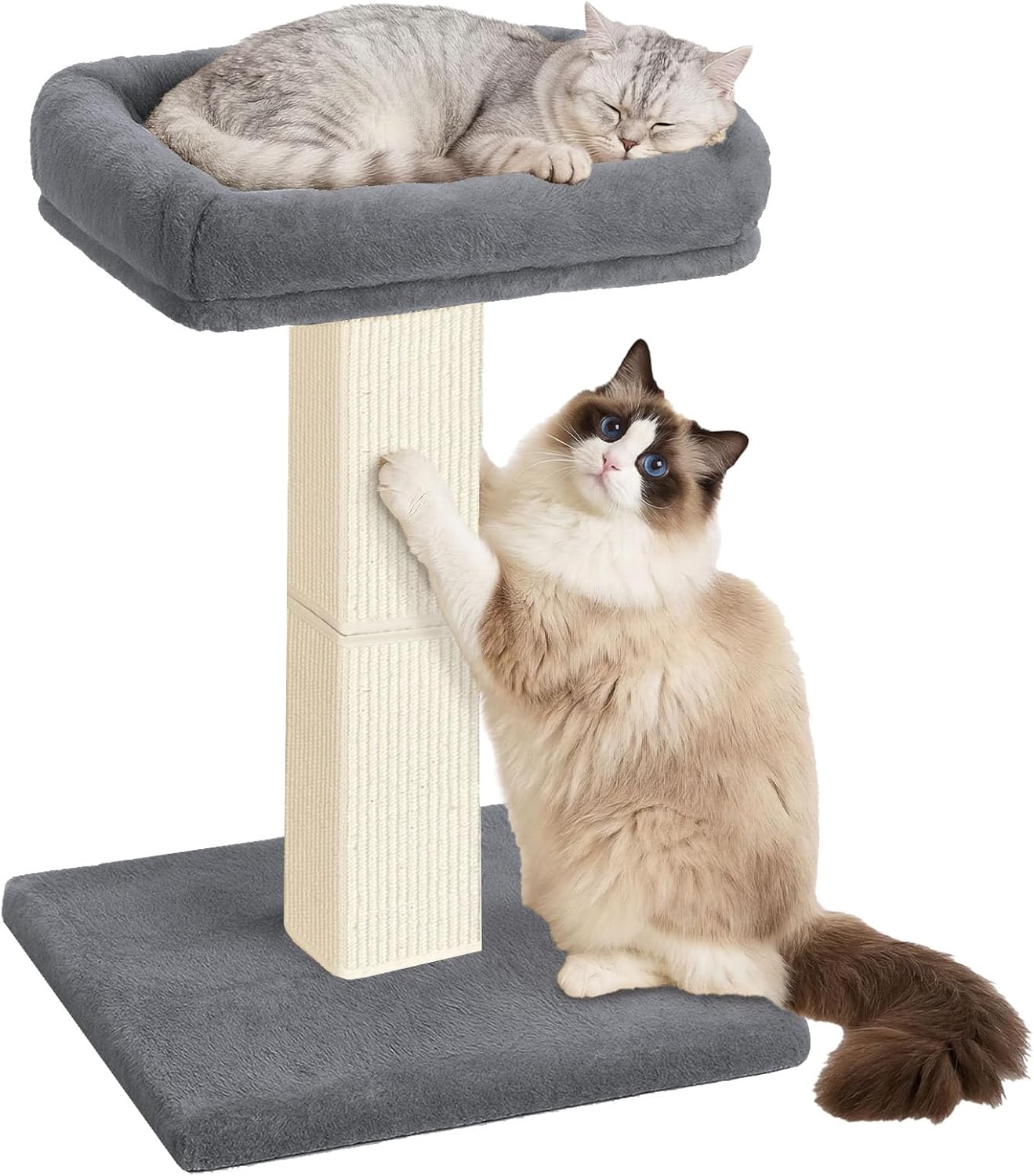 Detalle de AGYM Kratzbaum für Katzen, 81,3 cm – vertikaler Kratzbaum mit erhöhtem Bett, Sisal- und Teppich-Kratzoberfläche, grau