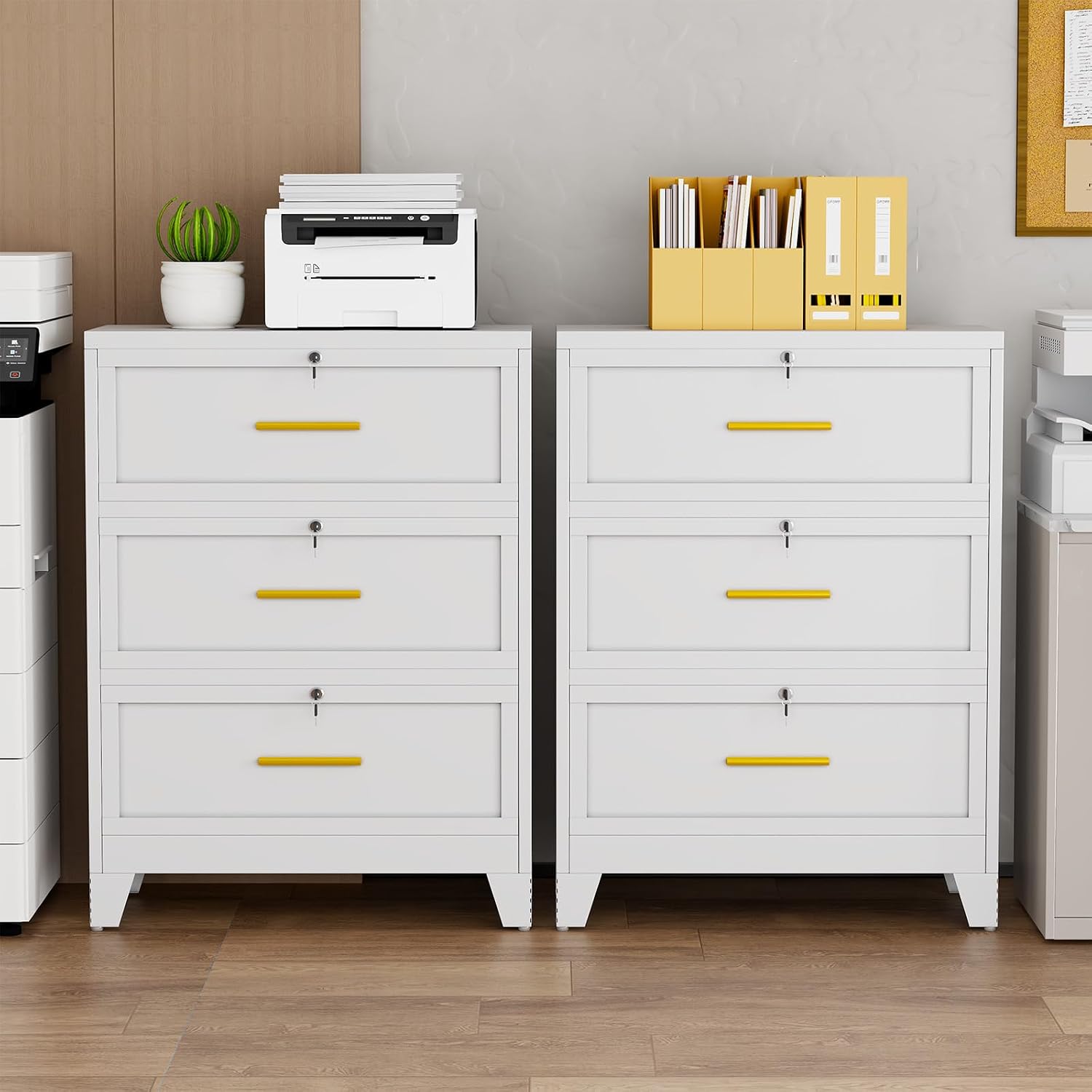 Detalle de erosoei FXY-2D-004 3-Drawer Metal Lateral File Cabinet with Lock