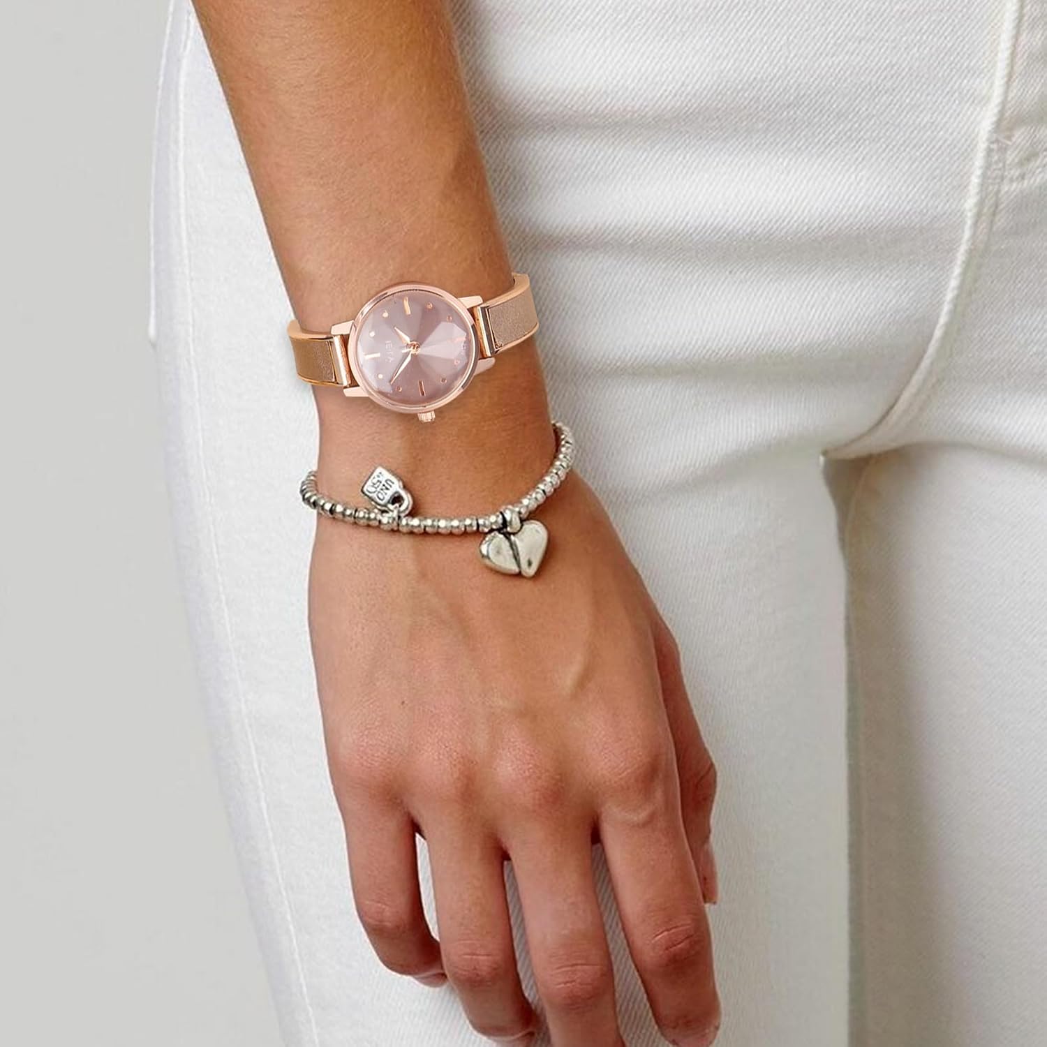 Thumbnail 1 de JSDDE Damen Armbanduhr Elegant mit roségoldfarbenem Zifferblatt und Gliederarmband