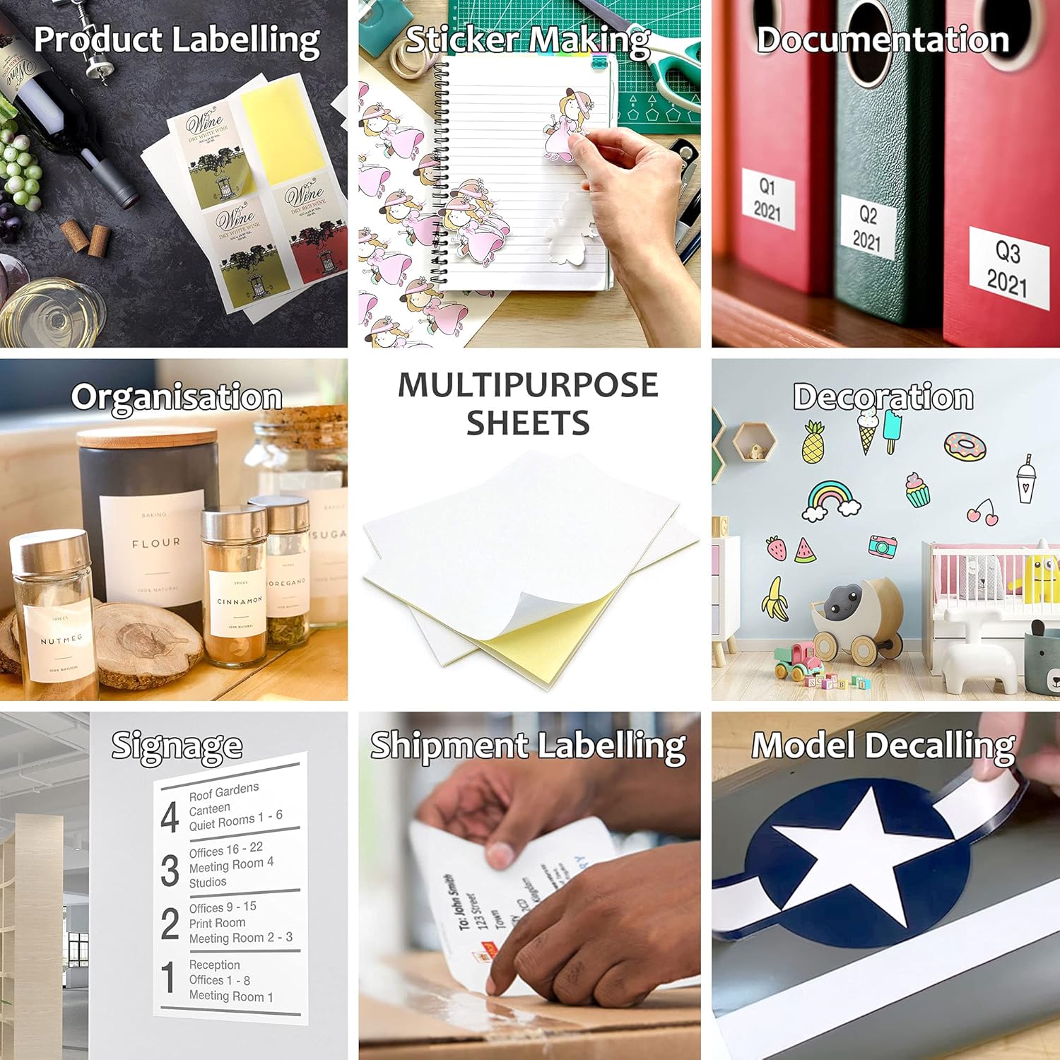 Detalle de Evergreen Goods 100 Sheets A4 Glossy Self-Adhesive Sticker Paper