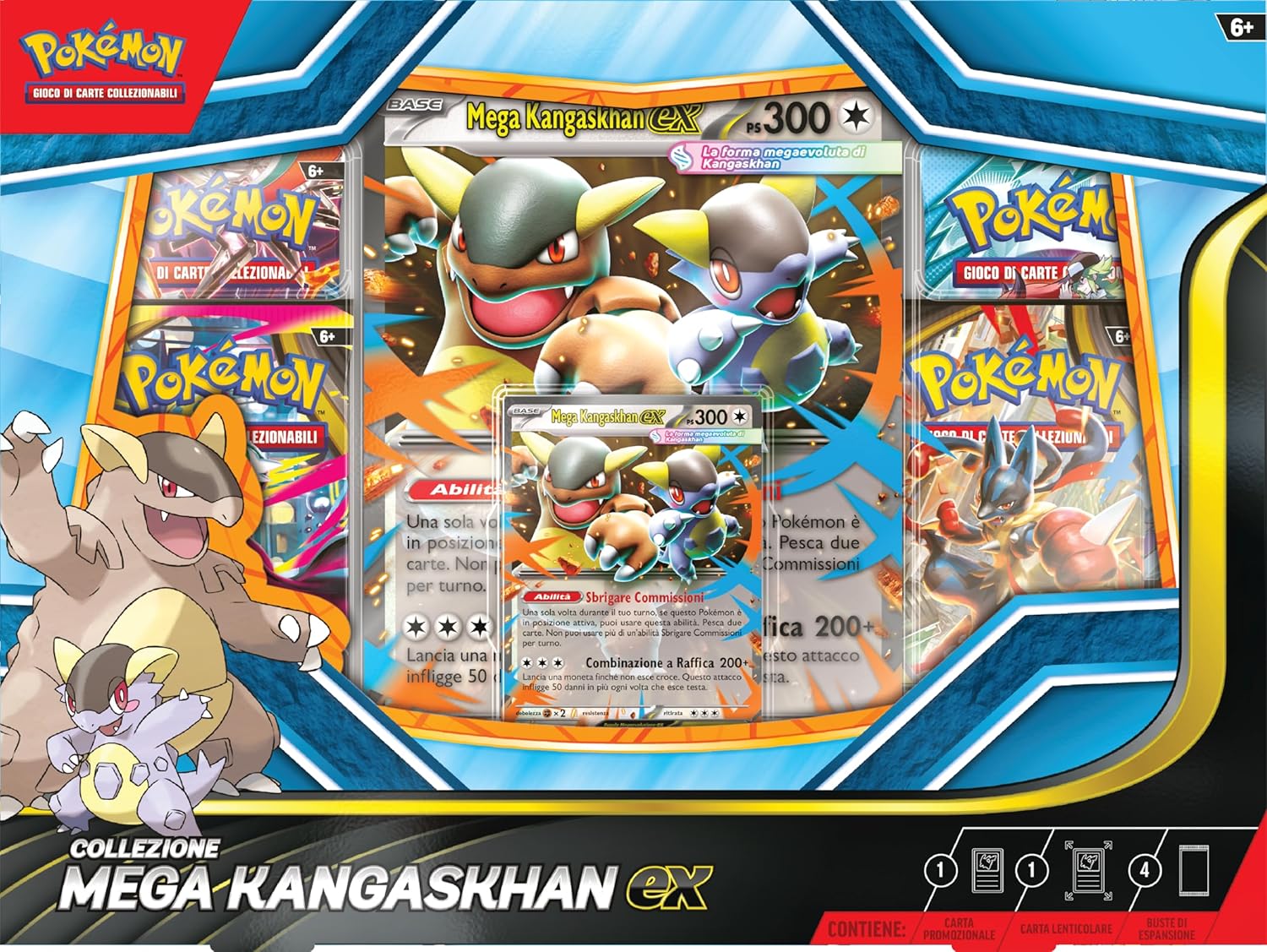 Detalle de Pokémon collezione Mega Kangaskhan-ex con 4 buste