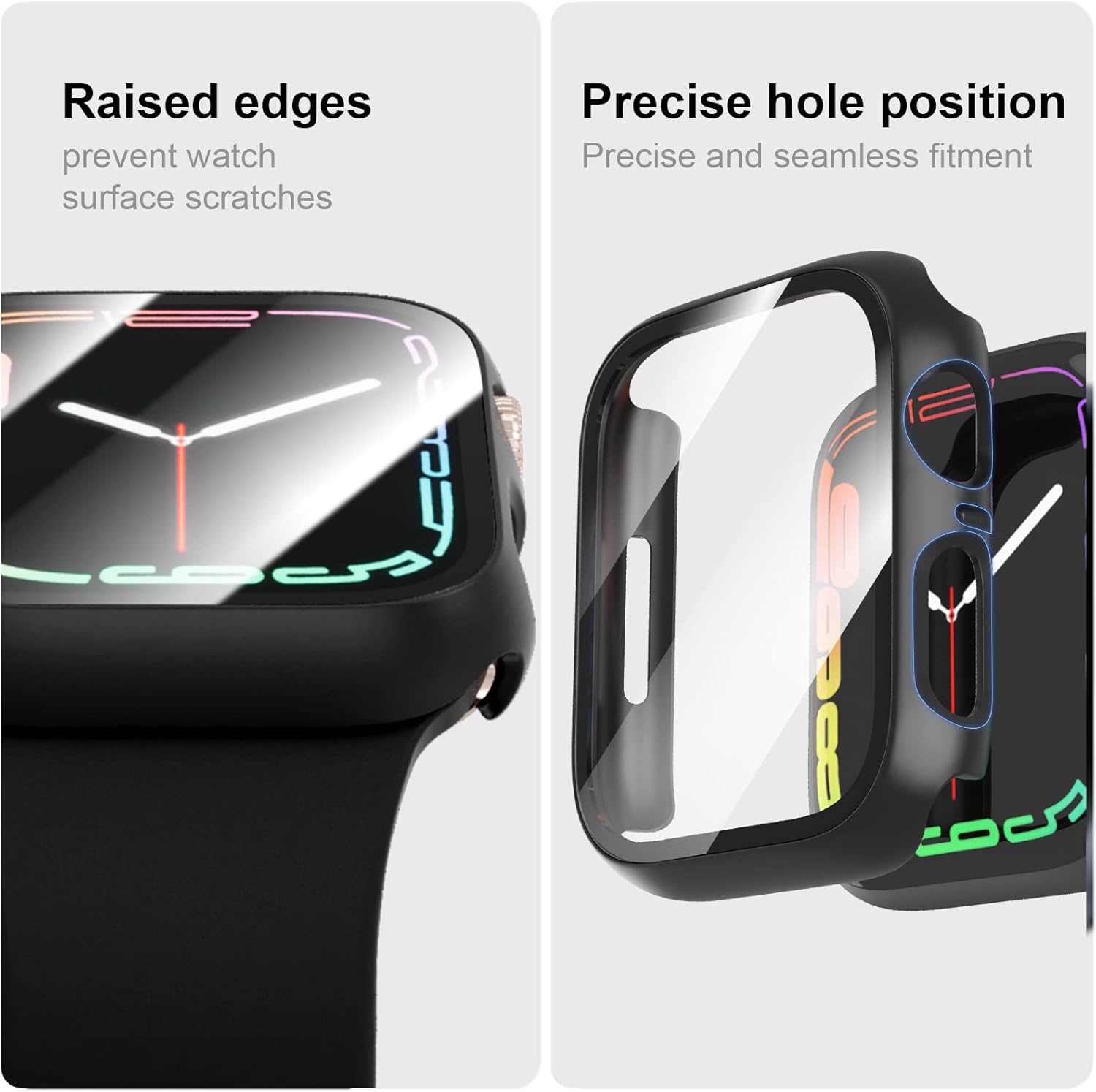 Thumbnail 4 de JERXUN 6-Pack Case with Tempered Glass Screen Protector for Apple Watch Series 9/8/7 (41mm)