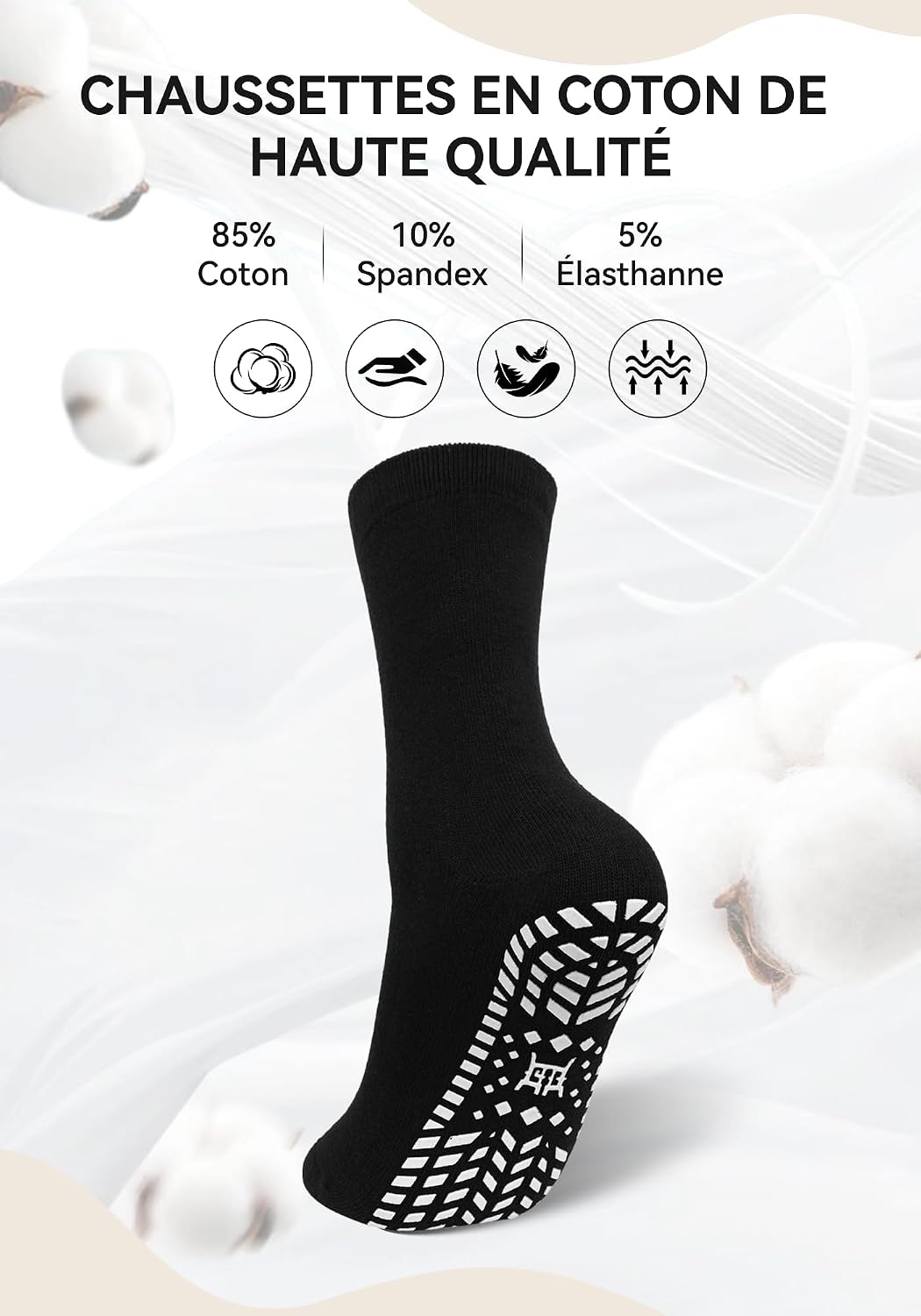 Detalle 2 de ZAKASA Chaussettes Antidérapantes Homme Sport – Confort et sécurité au quotidien