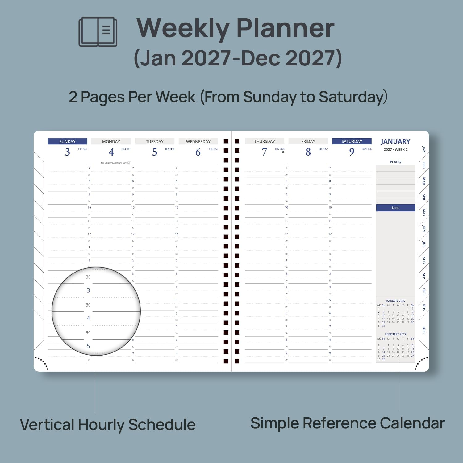 Detalle de POPRUN 2026–2027 Academic Weekly Planner, 7" x 8.5", Brown