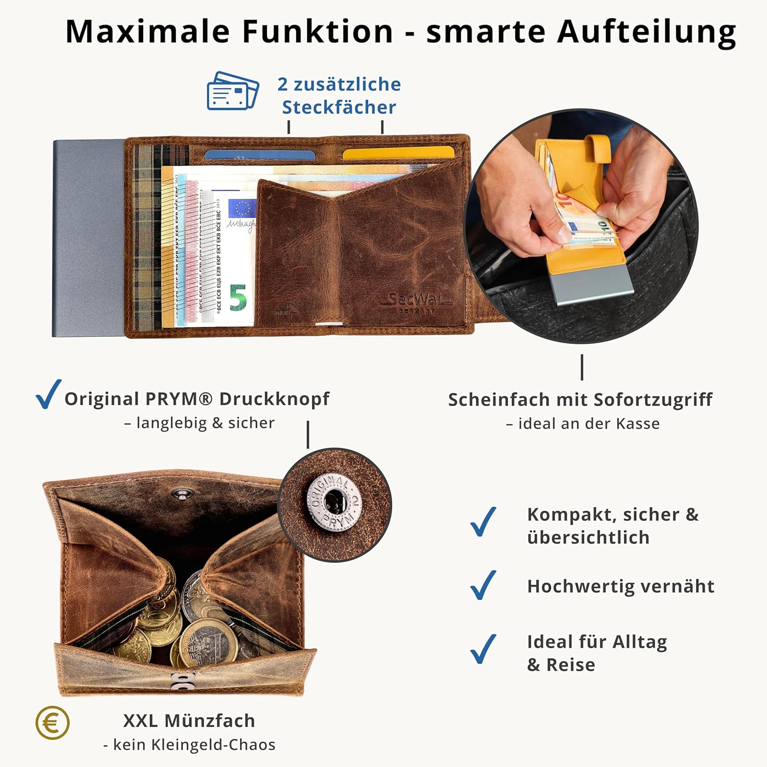 Detalle 2 de SecWal Kartenetui Hunter Braun mit RFID Schutz