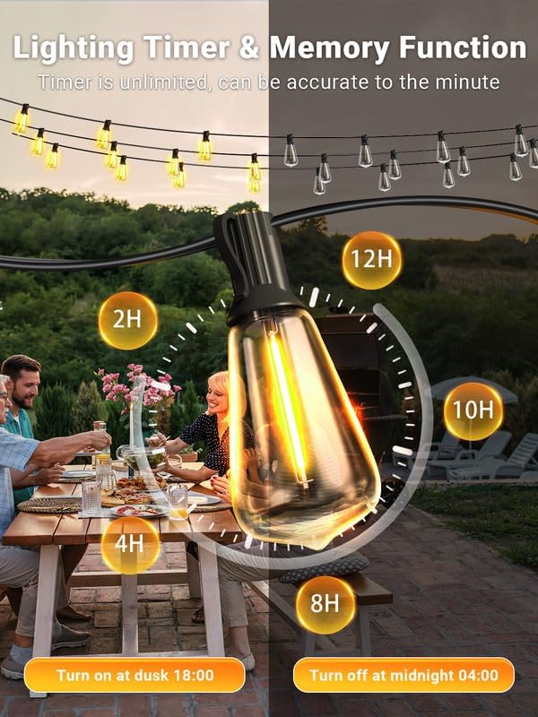 Detalle 2 de DREAMLAND ST38 Outdoor LED String Lights, 200 ft, Warm White, Shatterproof Bulbs