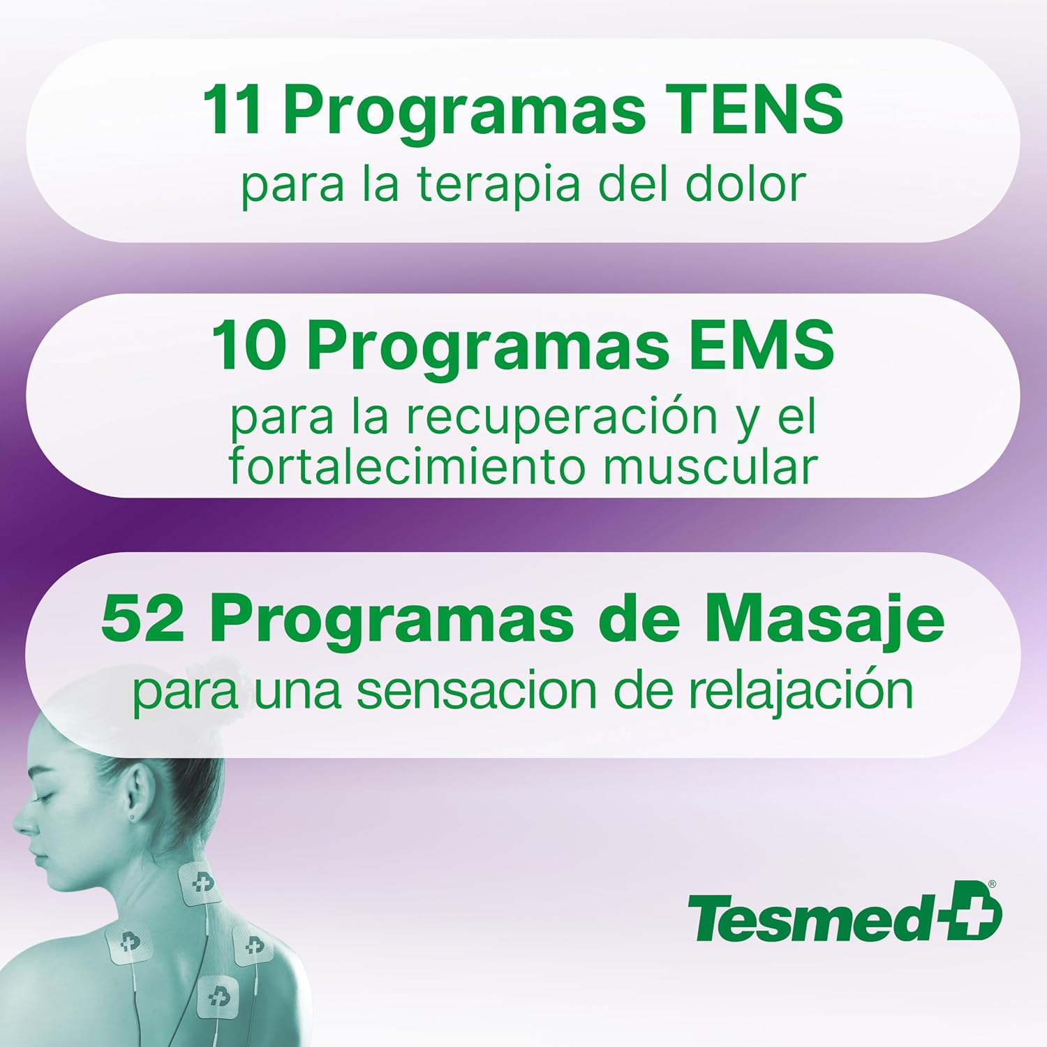 Detalle 2 de TESMED TE-880R Plus electroestimulador 73 programas