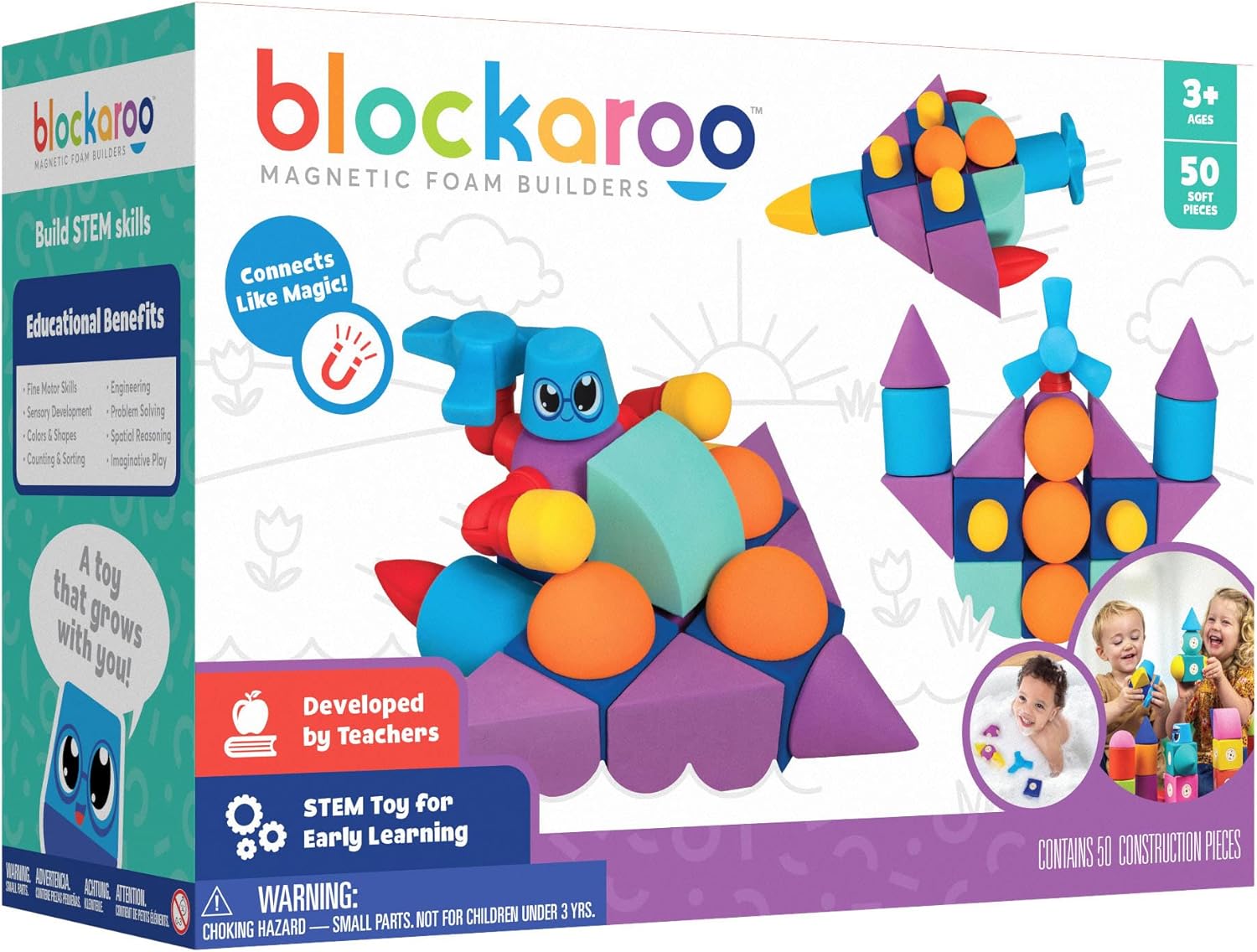 Detalle de Blockaroo Magnetic Foam 50-piece Set 🧩