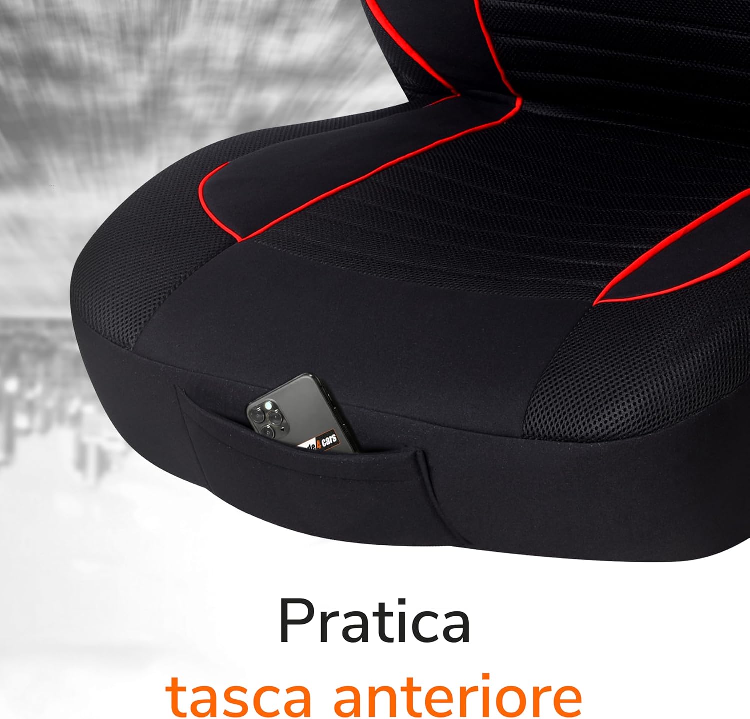Detalle de Upgrade4cars Coprisedili Anteriore Set Versione 2026 – Coperture Universali Rosso per Sedili Auto