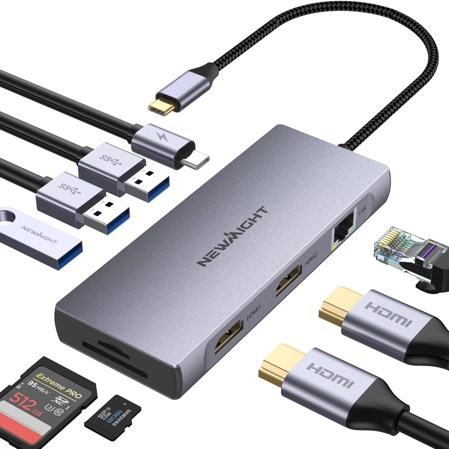 Newmight Station USB C 9 en 1 Dual HDMI