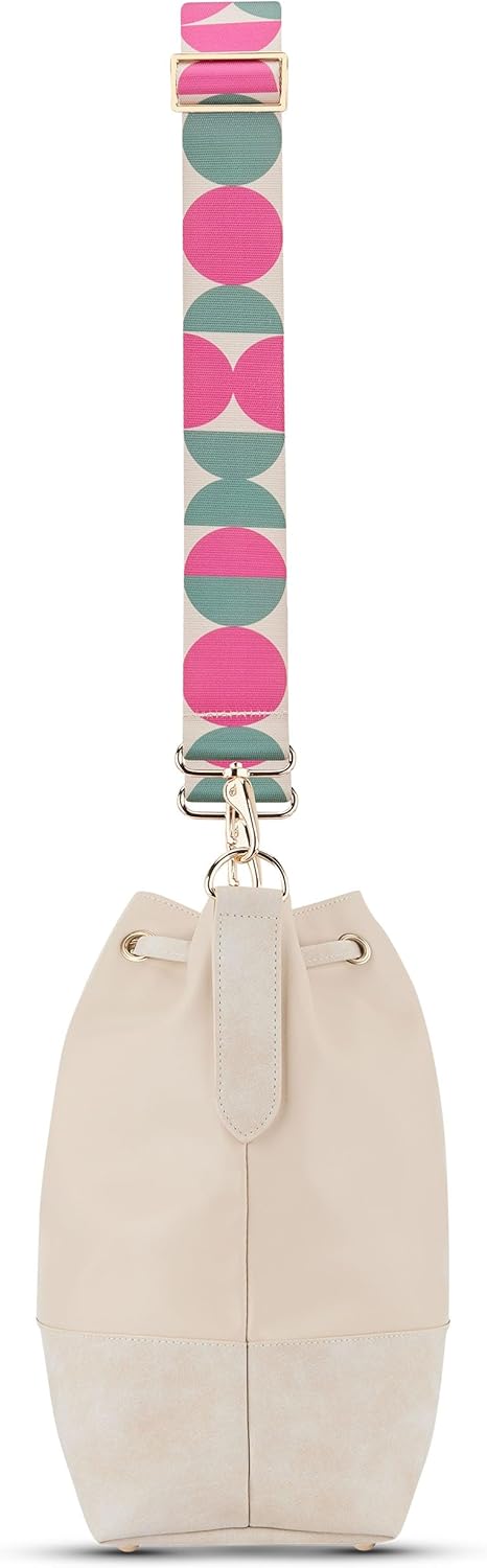 Detalle de Expatrié Jeanne Cercles Rose – bandoulière pour sac à main, sangle interchangeable amovible et réglable