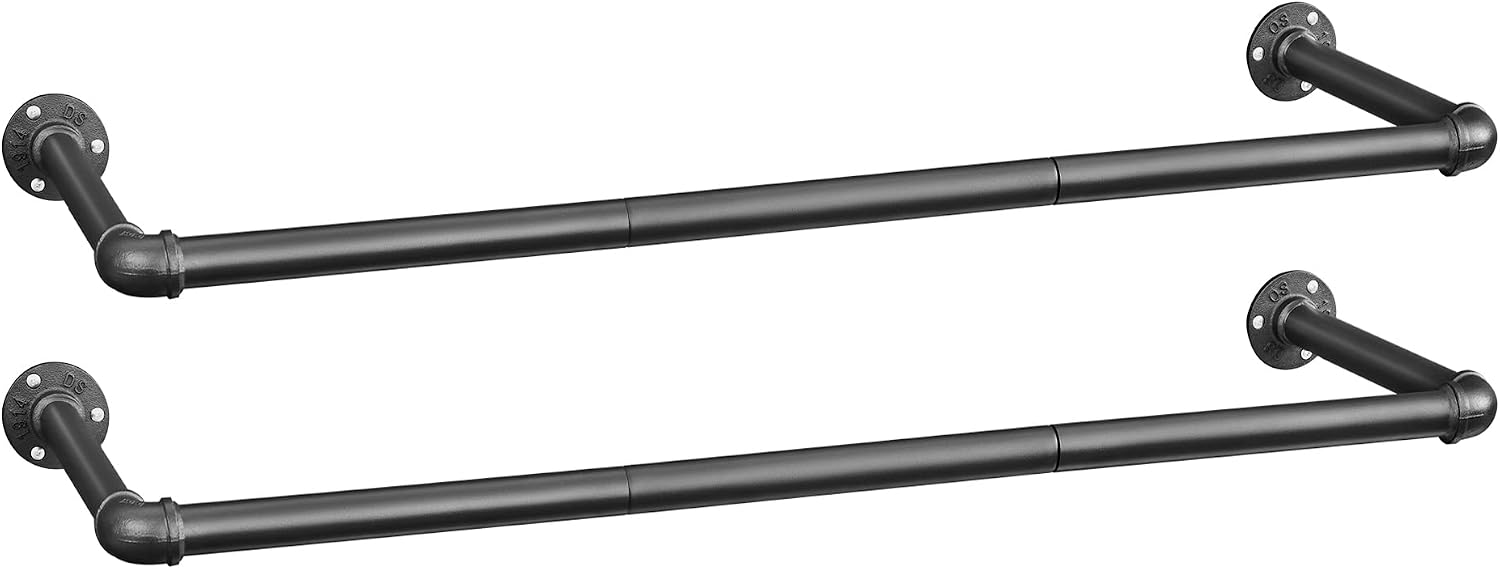 Detalle de SONGMICS HSR67BK02 Wall-Mounted Clothes Rails, Set of 2, Matte Black