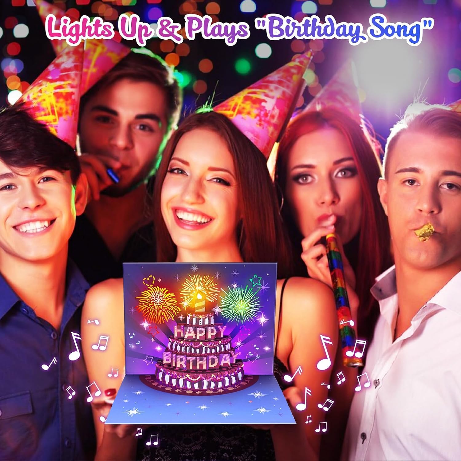 Detalle 2 de LIGHTS & SOUND Pop up Birthday Card 7.75x5.75 in