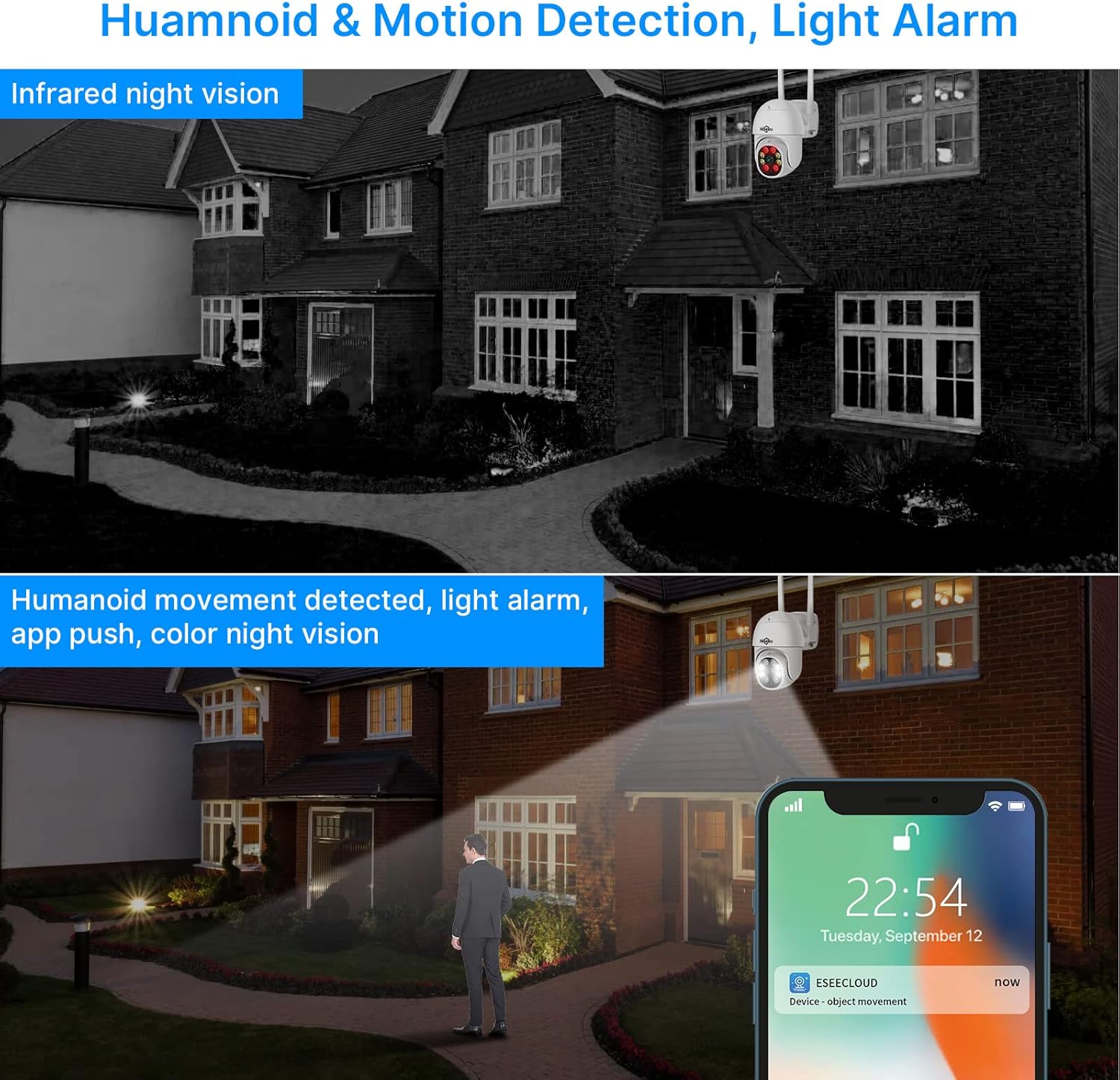 Detalle de Kit Caméra de Surveillance WiFi Extérieur Hiseeu 5MP avec NVR 1To et 4 caméras PTZ/WiFi – Vision nocturne couleur
