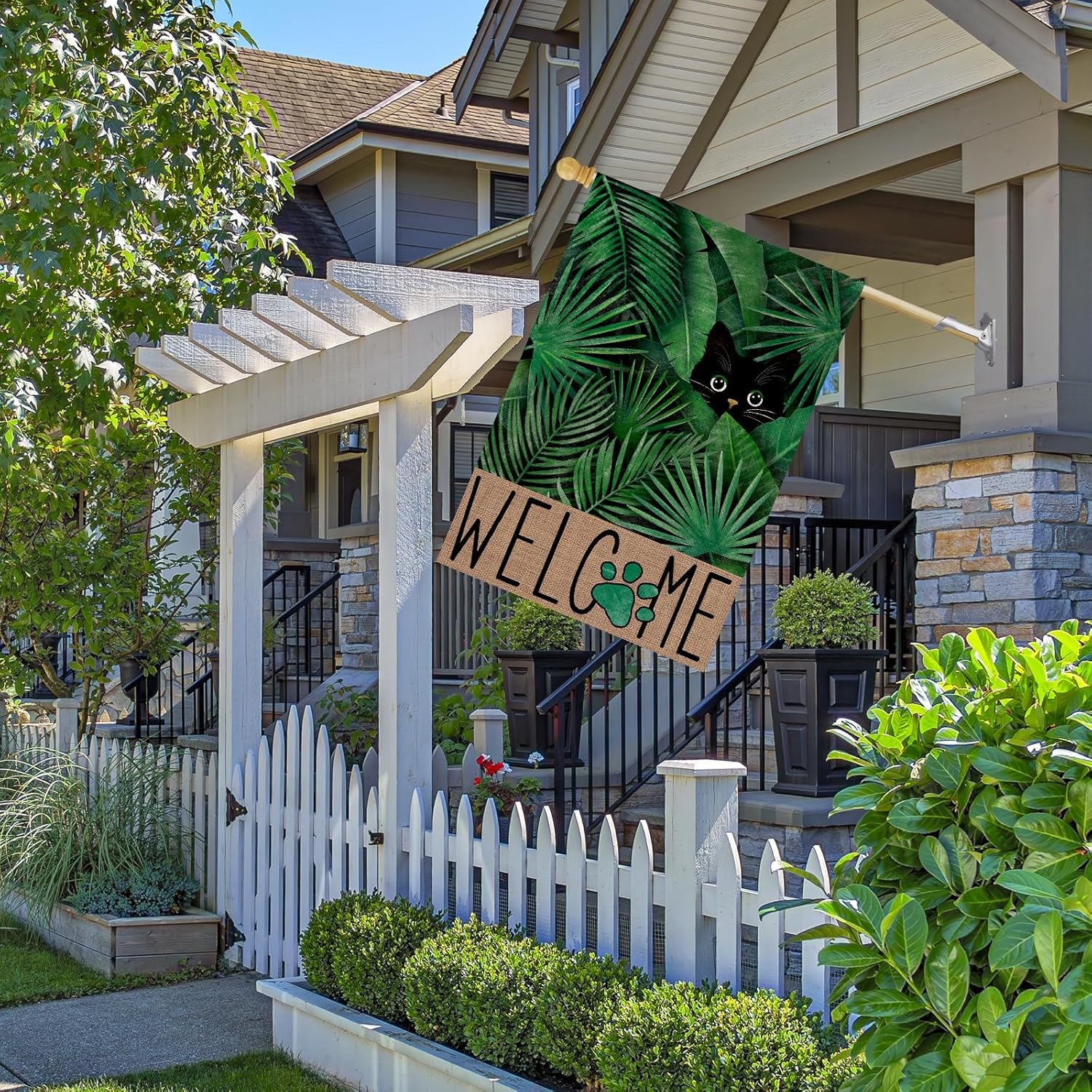 Detalle 2 de FUYUCHEN Welcome Summer Burlap House Flag 28x40 in 🏡