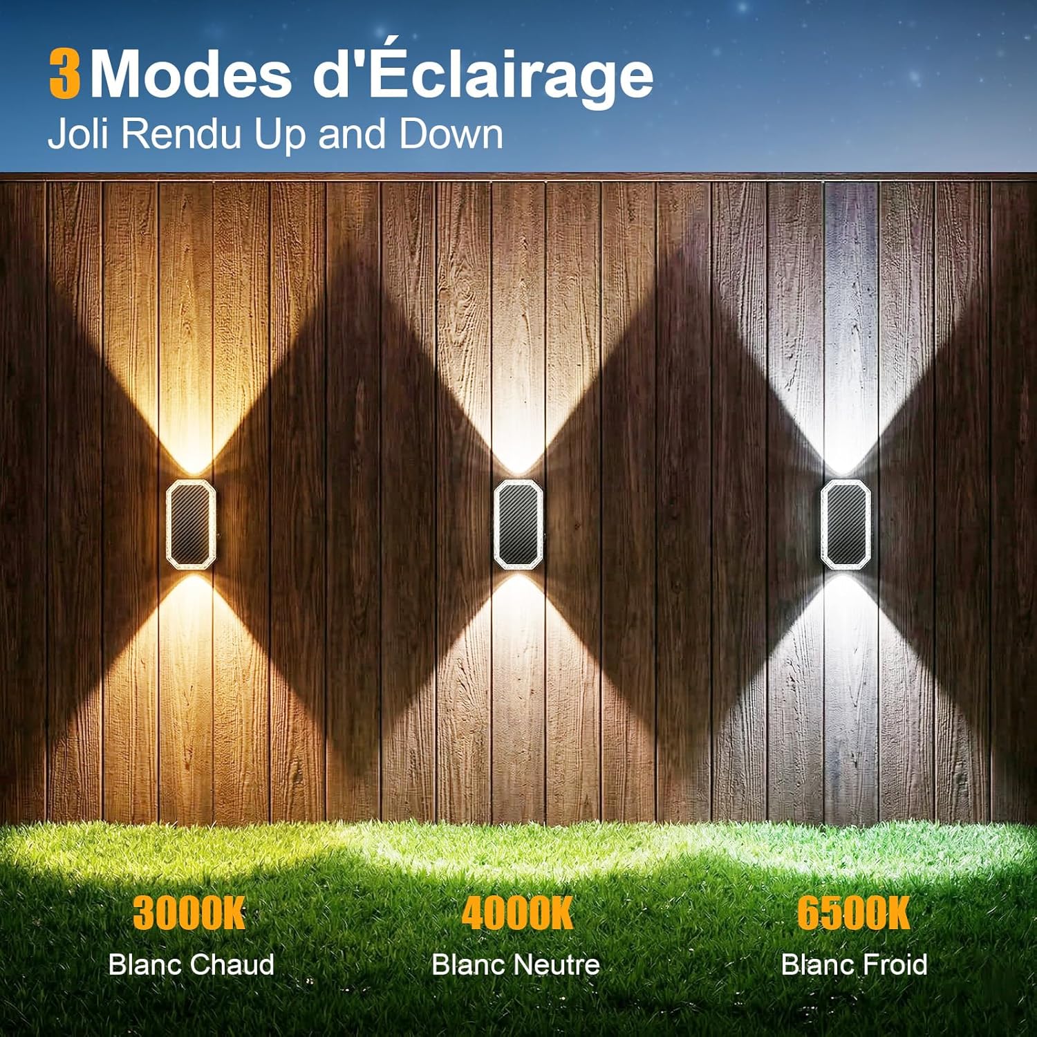 Thumbnail 2 de SUNNMO Lampe Solaire Extérieure Murale (Lot de 4) – Appliques Haut et Bas, 3 Modes, IP65