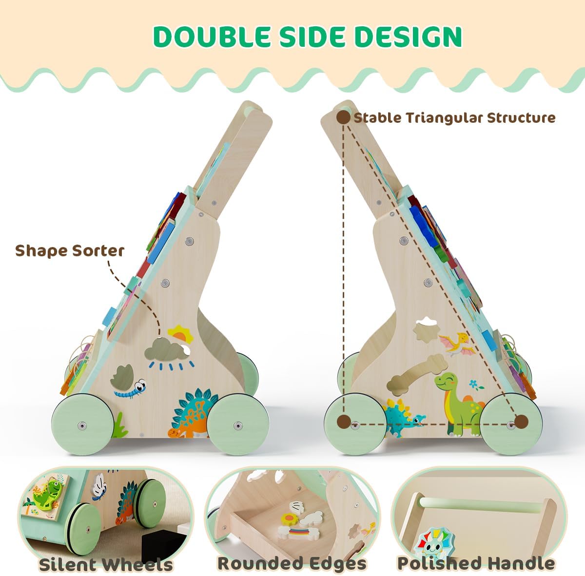 Thumbnail 4 de TERRAMUS Dinosaur Wooden Baby Walker