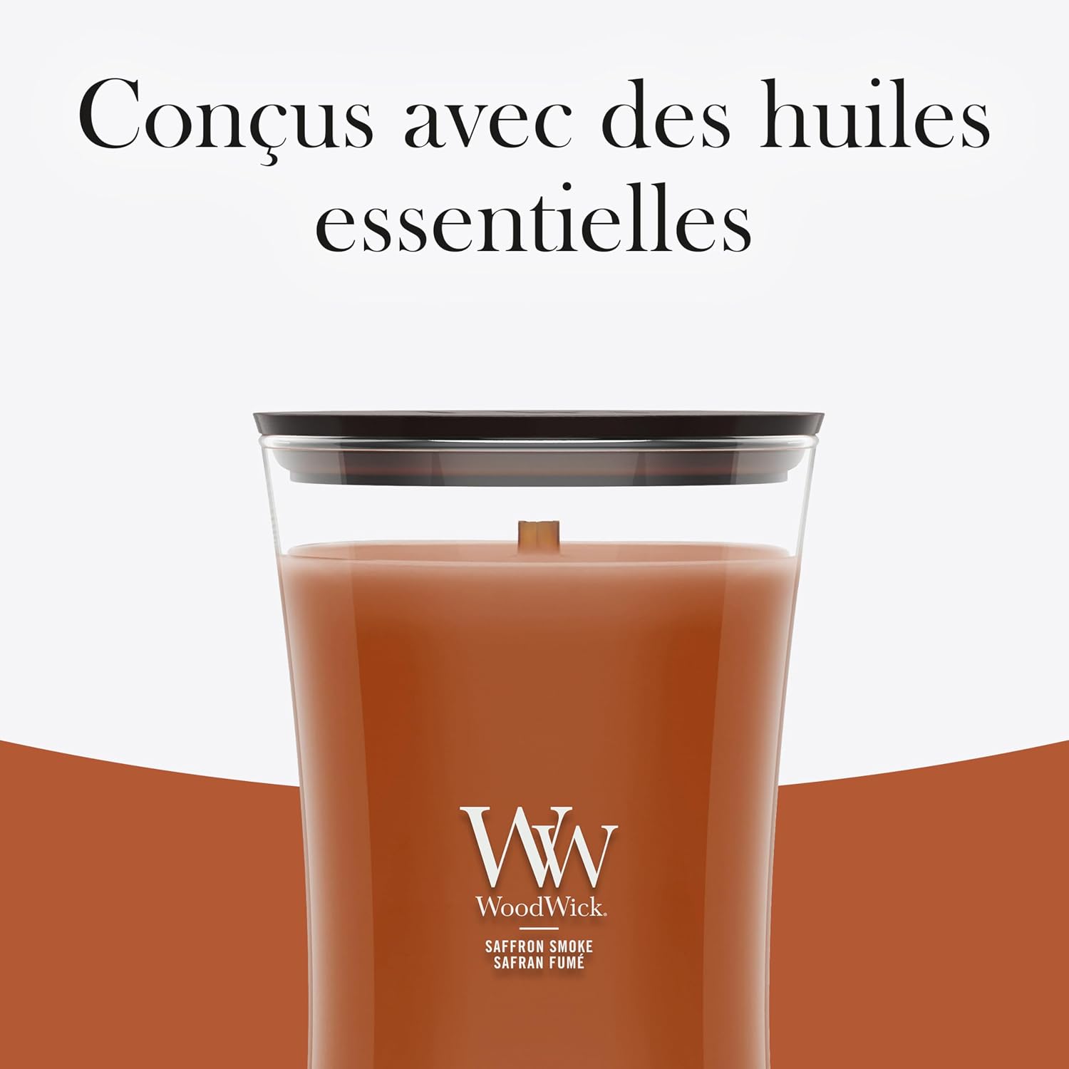 Detalle 2 de WoodWick Bougie parfumée Bougie sablier moyenne – Safran fumé