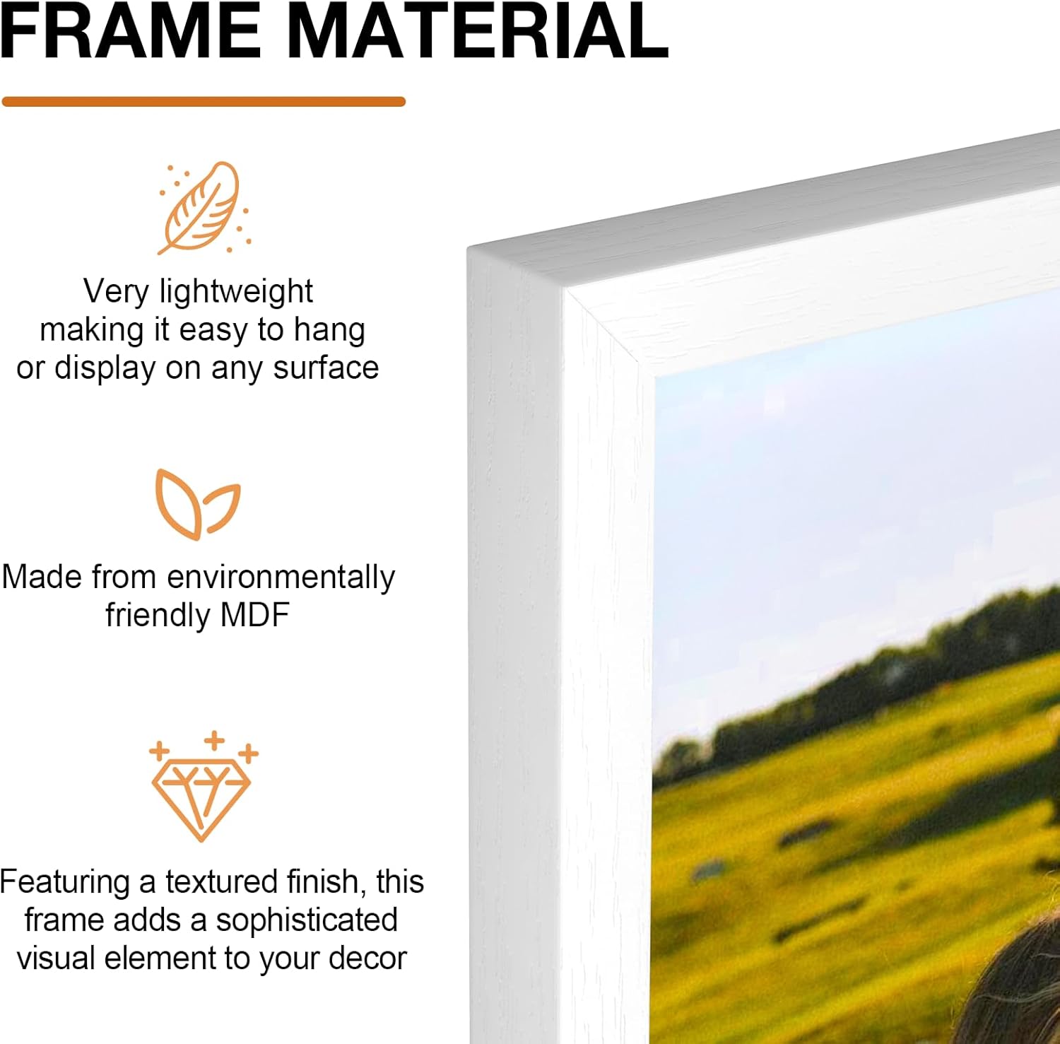 Detalle de FamiPrts 4-Pack A3 Picture Frame – Wooden White, Dual Orientation with Wall Hooks