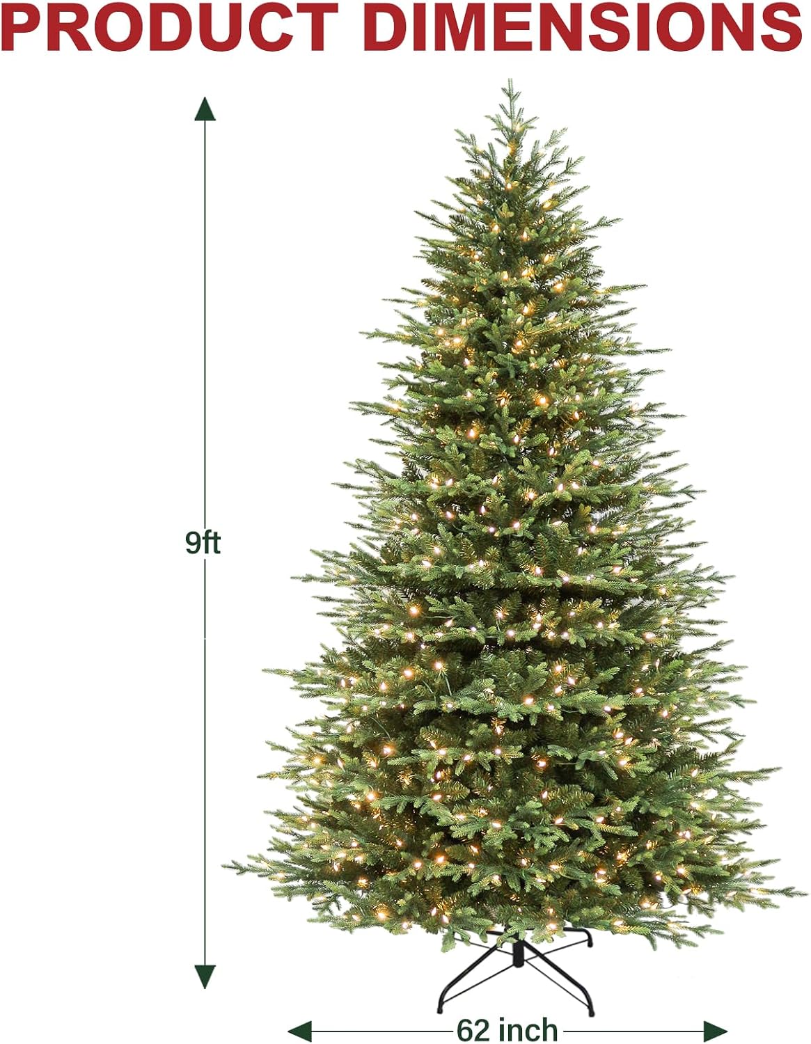 Detalle 2 de Hykolity CTA-1617 9 ft Prelit Christmas Tree with 600 Warm White LEDs