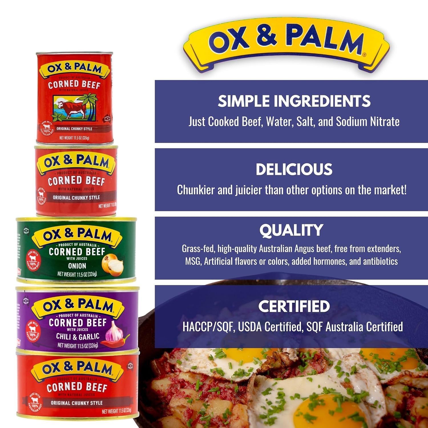 Detalle 1 de Ox & Palm Original Chunky Style Corned Beef, 11.5 oz (12-Pack)