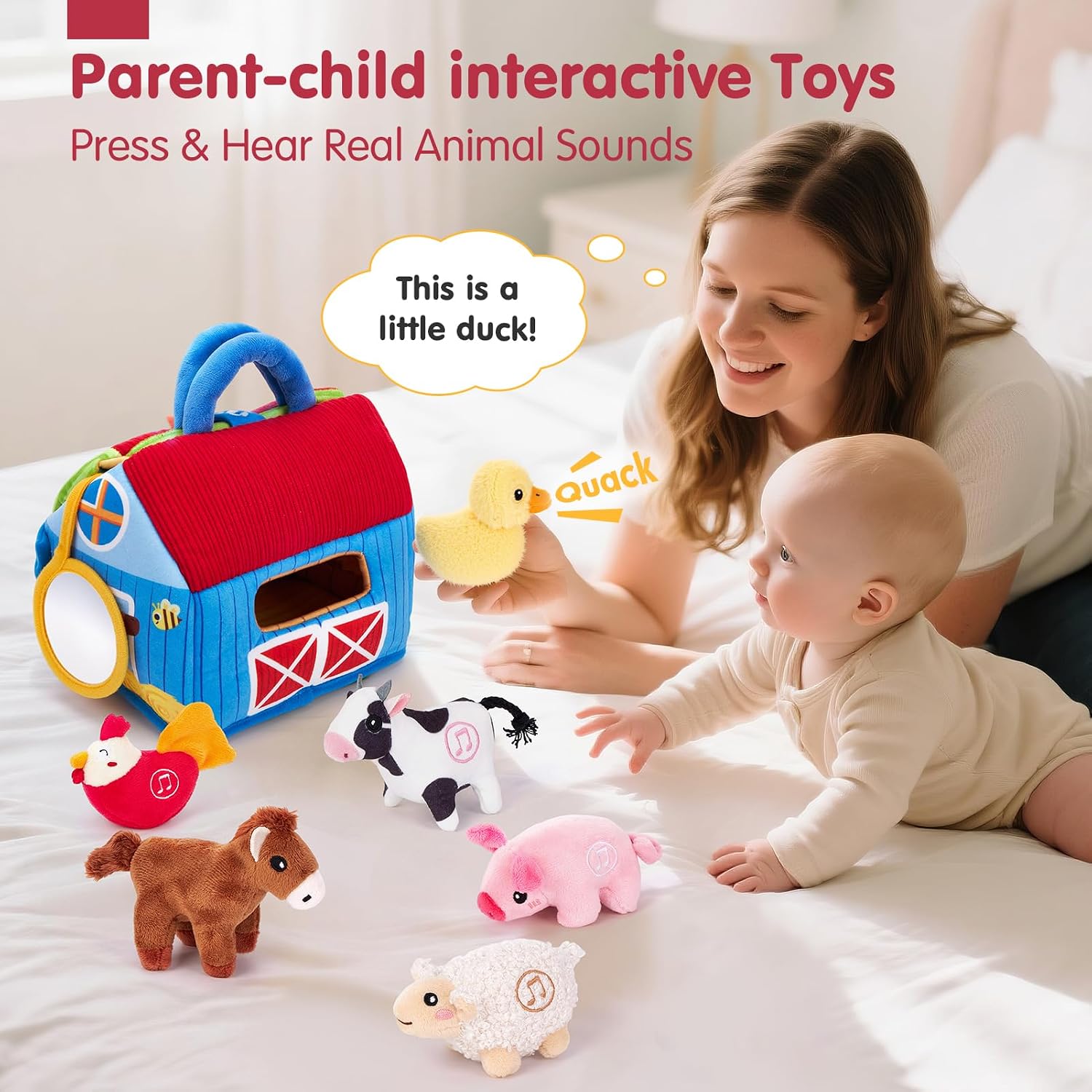 Detalle 2 de hahaland Baby Toys Plush Farm Animal Sound Set for 1 Year Old