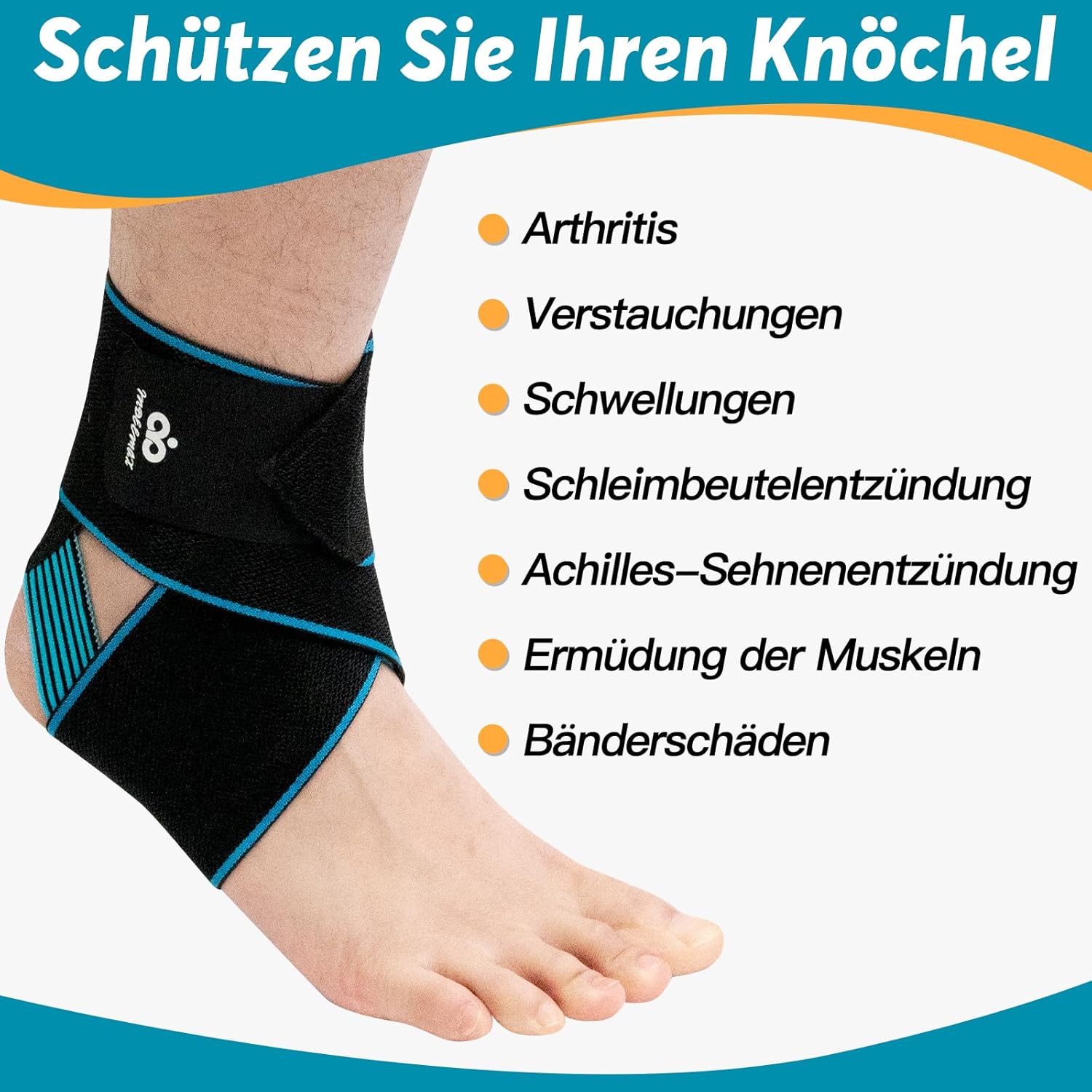 Thumbnail 3 de INDEEMAX Sprunggelenkbandage für Männer & Damen – einstellbares Knöchelbandage Linke oder Rechte Ausführung, Single Blau