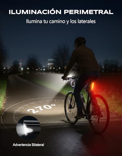 Detalle 2 de CIRYCASE 1200 Lúmenes: Luz delantera y trasera para bici con haz ancho y 3+5 modos