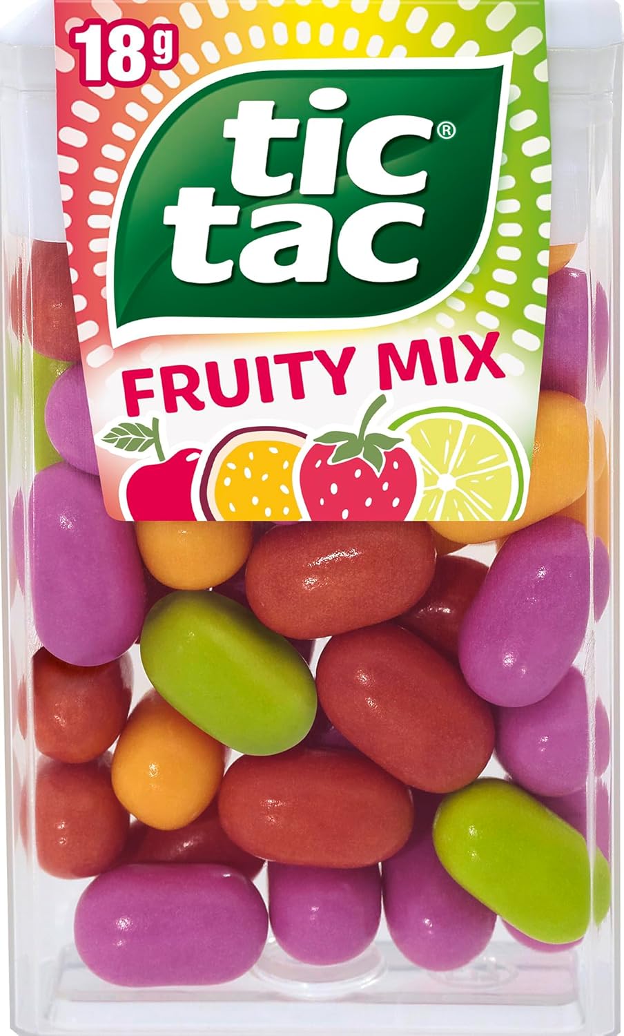 Thumbnail 2 de tic tac Fruity Mix – kunterbunter Früchte-Mix Dragees (Kirsch, Maracuja, Zitrone-Limette & Erdbeer-Minz) in wiederverschließbarer Packung, 36 x 18 g