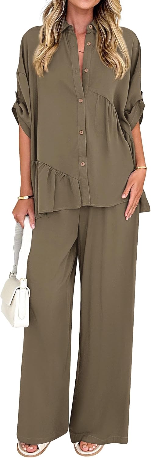 Detalle de KIRUNDO Two Piece Sets for Women: Lightweight Polyester Dressy-Casual 2-Piece Set