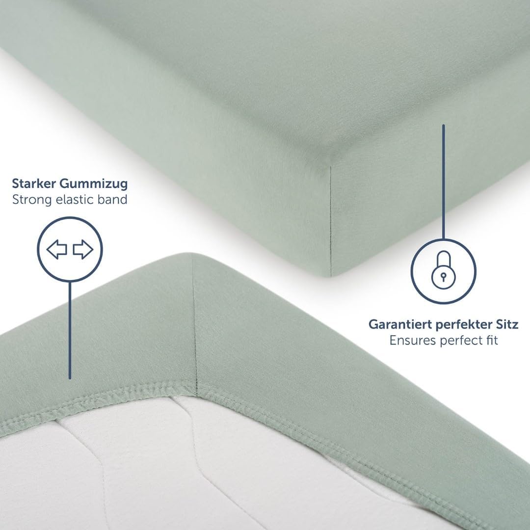 Thumbnail 3 de Blumtal Basics Spannbettlaken Jersey 180×200–200×200 cm (Baumwolle, OEKO‑TEX) in Summer Green