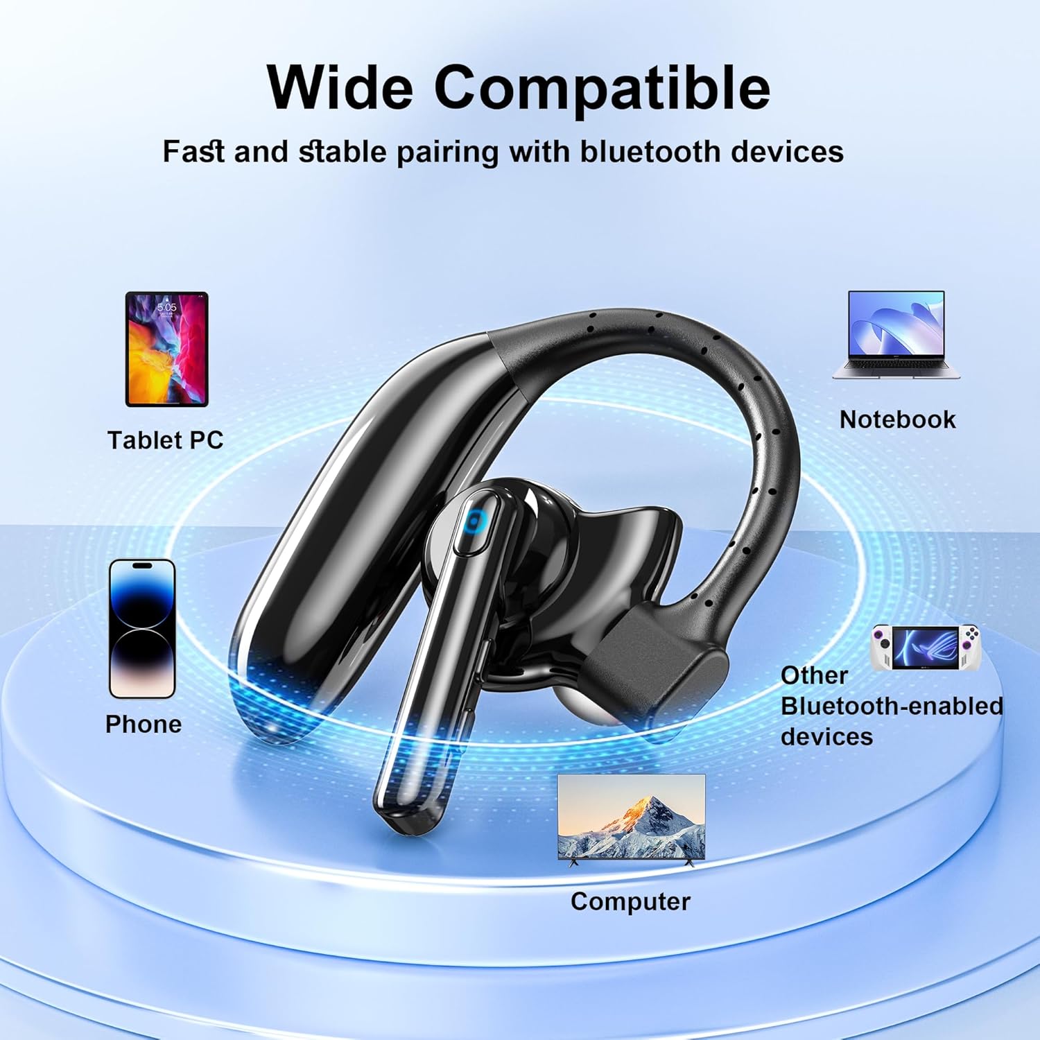 Thumbnail 6 de Bluetooth Headset V5.4 Wireless Dual-Mic — 14h Talking