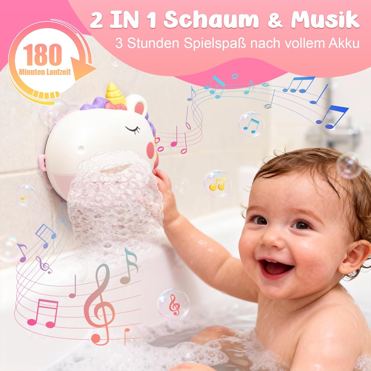 Thumbnail 1 de Badewannenspielzeug Einhorn (wiederaufladbar) mit Bubble-Modus & Musik