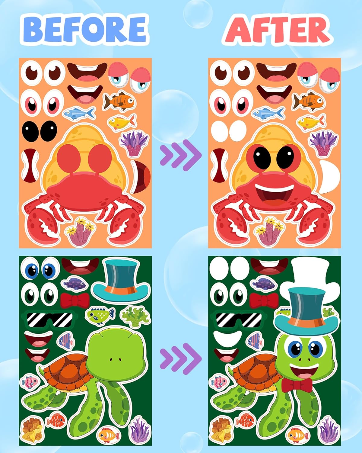 Detalle de 24 Pcs Make Your Own Sea Animal Sticker Sheets for Kids